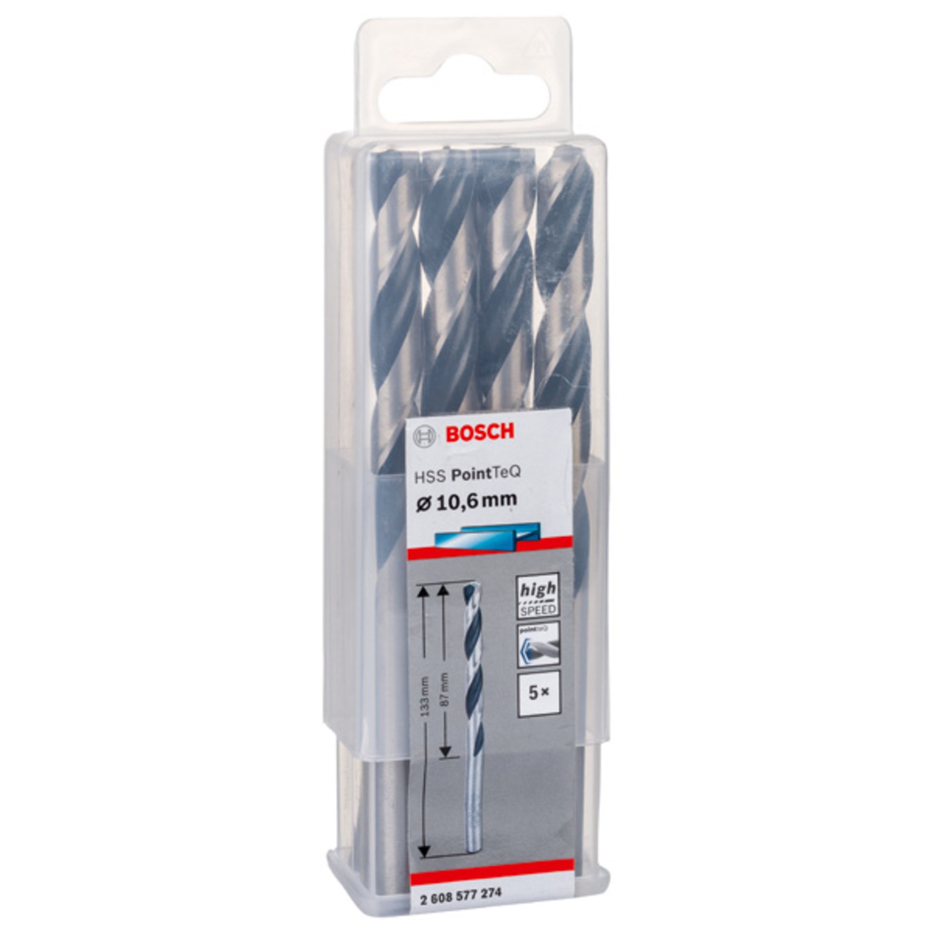 Metallspiralbohrer HSS PointTeQ, DIN 338, 10,6 mm, 5er-Pack