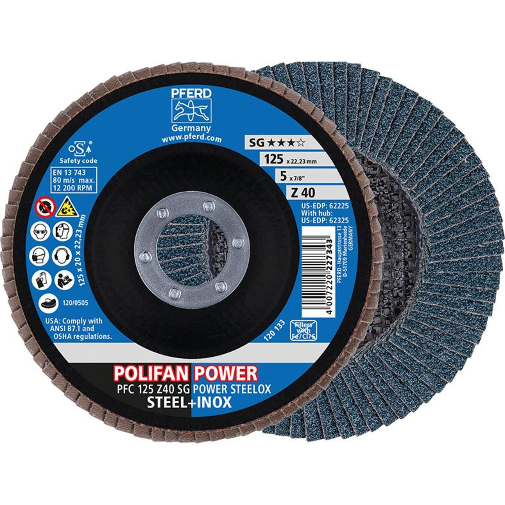 Fächerschleifscheibe Z 60SGP POWER 125mm K60 Pferd
