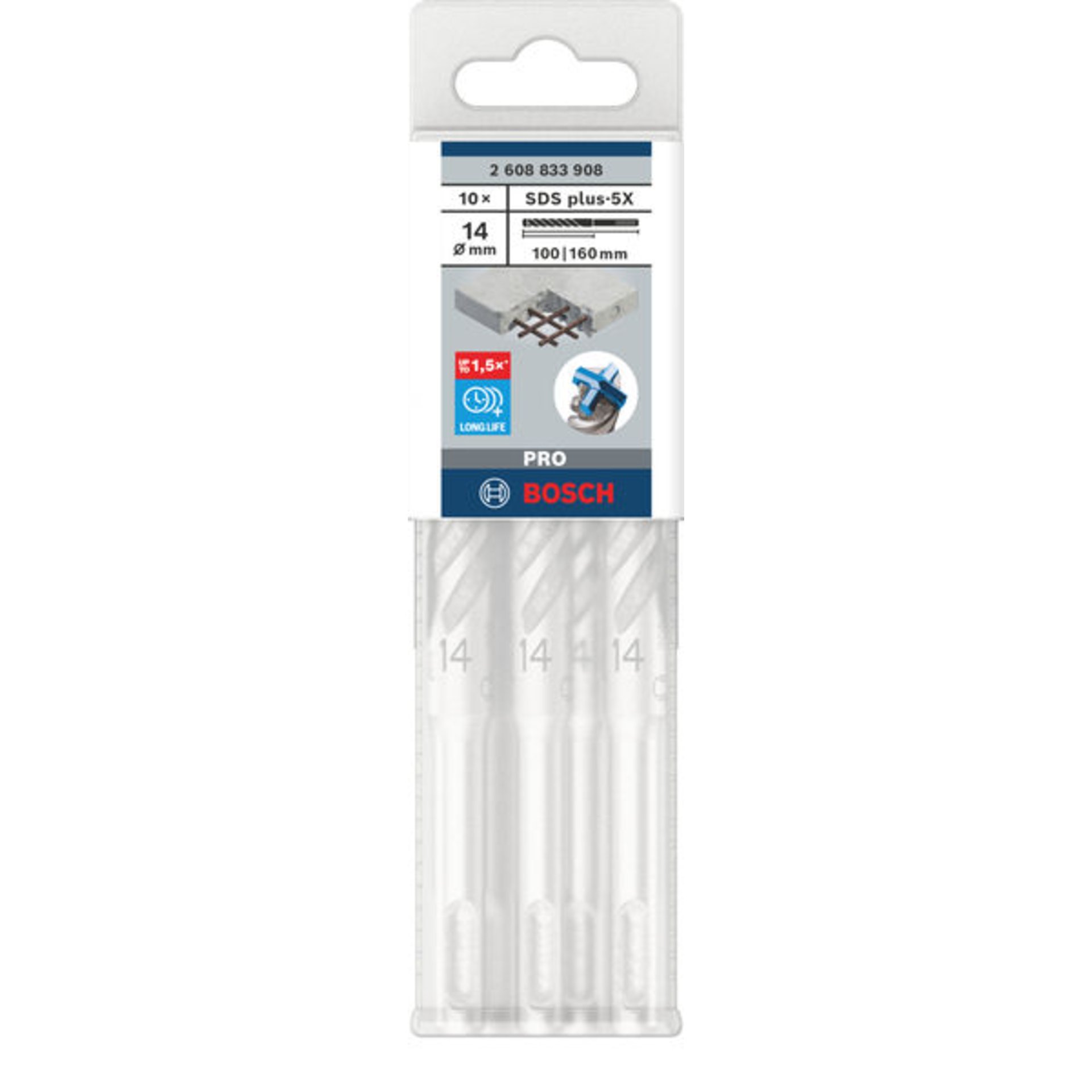 PRO SDS plus-5X Hammerbohrer, 14 x 100 x 160 mm, 10-tlg.