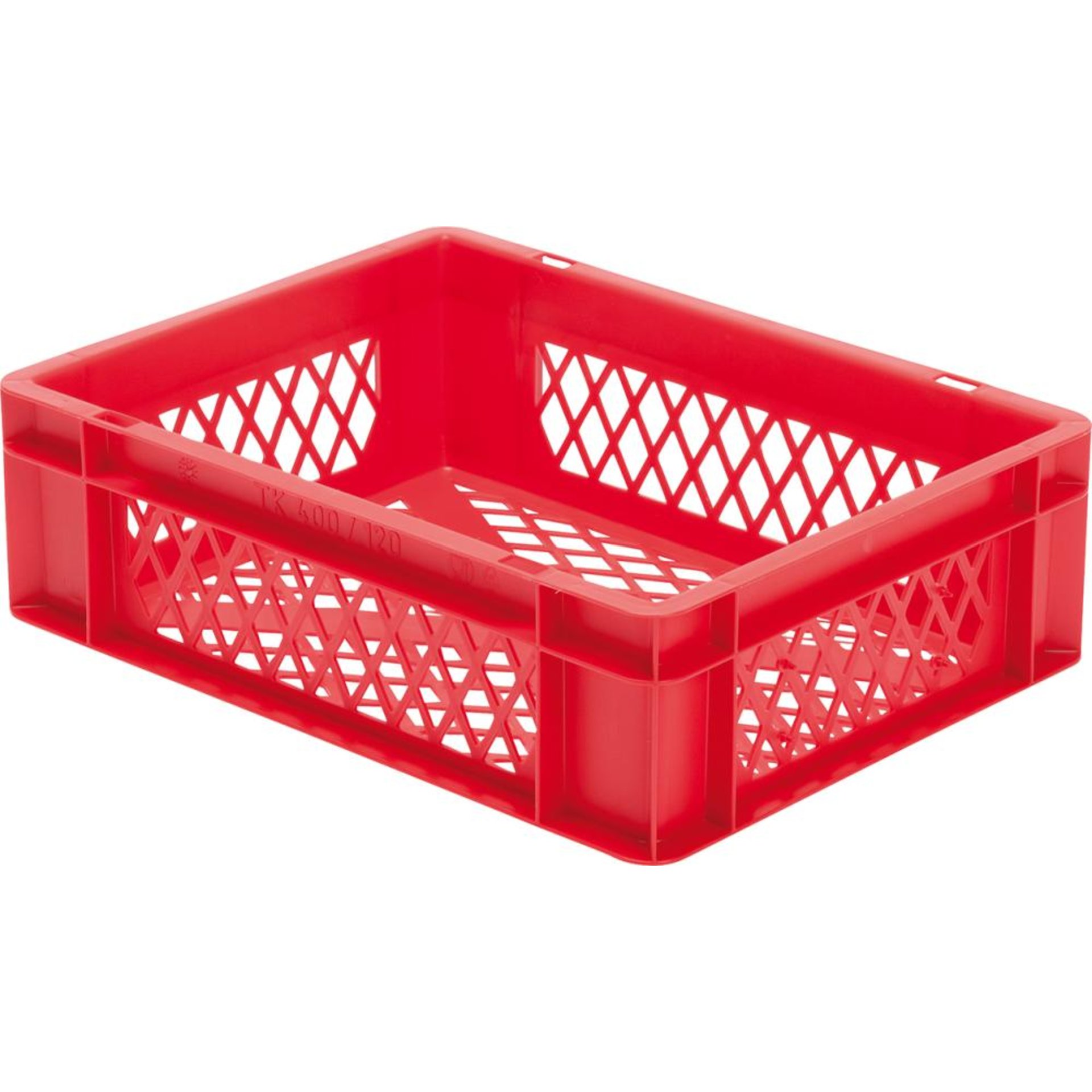 Transport-Stapelkasten B400xT300xH120 mm rot, kpl. durchbrochen ohne Griffloch LA-KA-PE