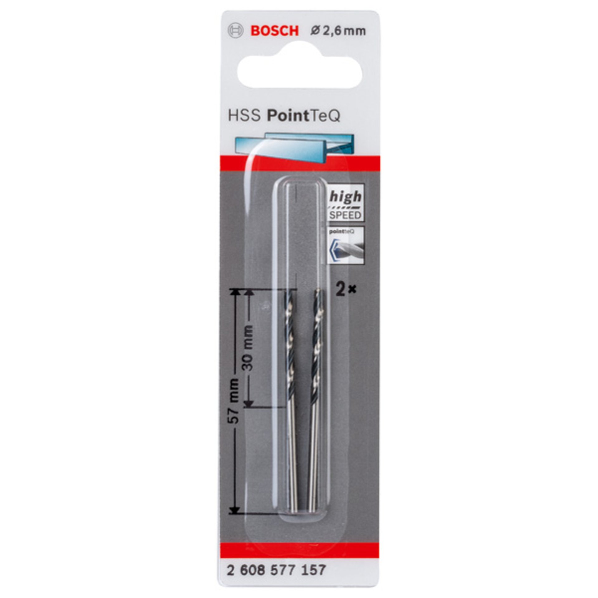Metallspiralbohrer HSS PointTeQ, DIN 338, 2,6 mm, 2er-Pack