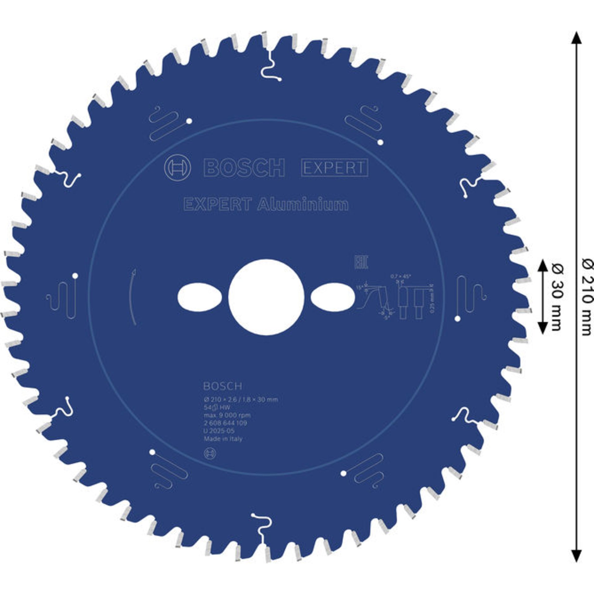 EXPERT Aluminium Kreissägeblatt, 210 x 2,6/1,8 x 30 mm, Z54