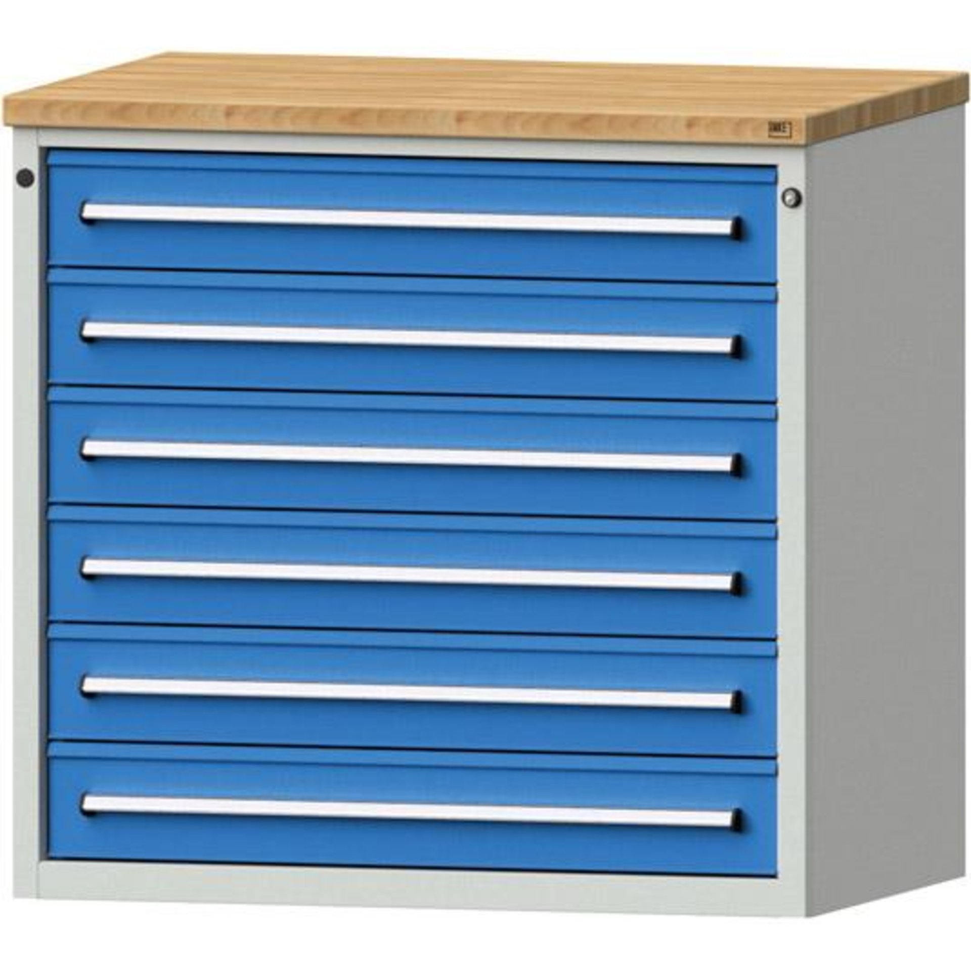 Anke Schubadenschrank B1060xT700xH1020mm RAL 7035/5012 6 Schubladen