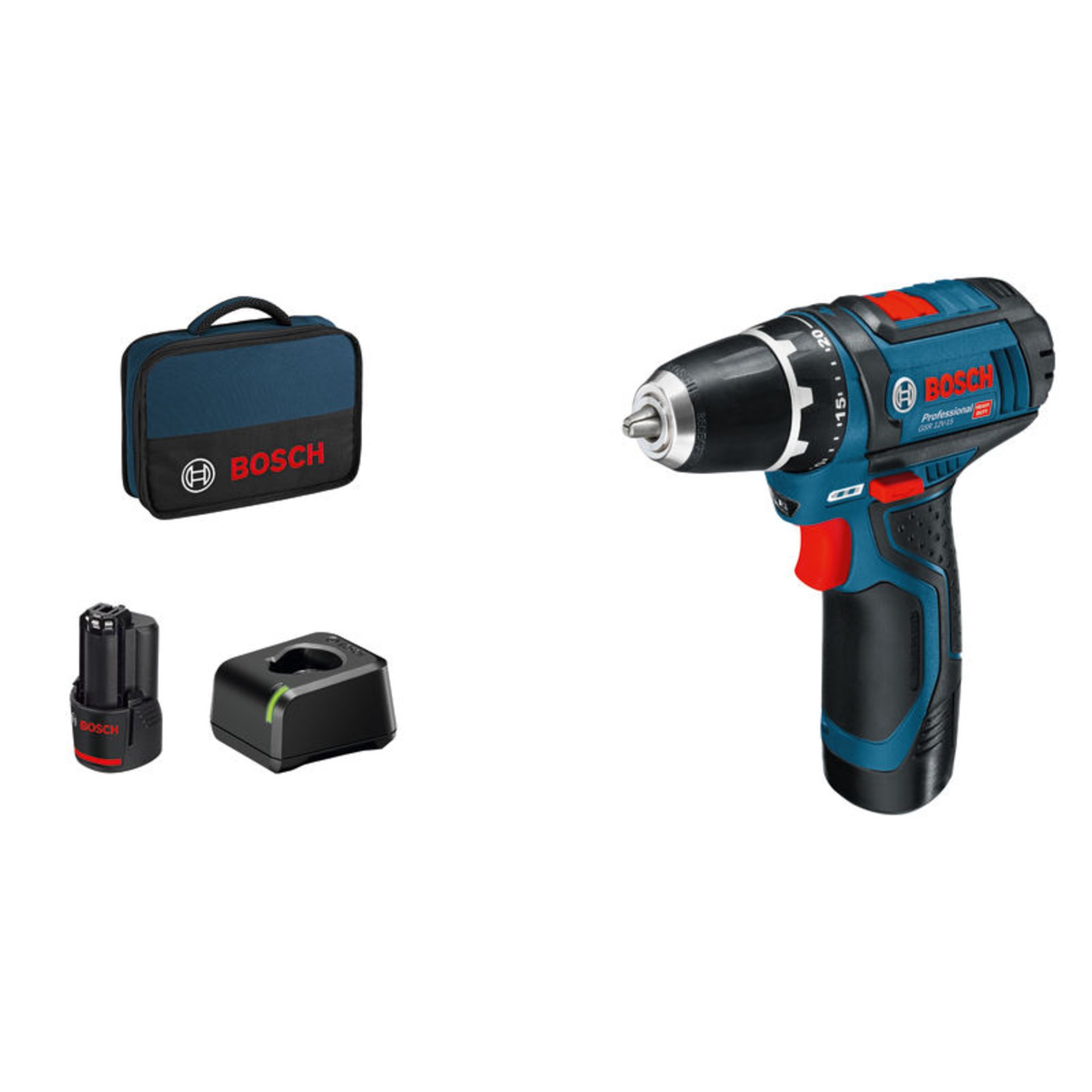 Akku-Bohrschrauber GSR 12V-15, 2 x Akku GBA 12V 2.0Ah
