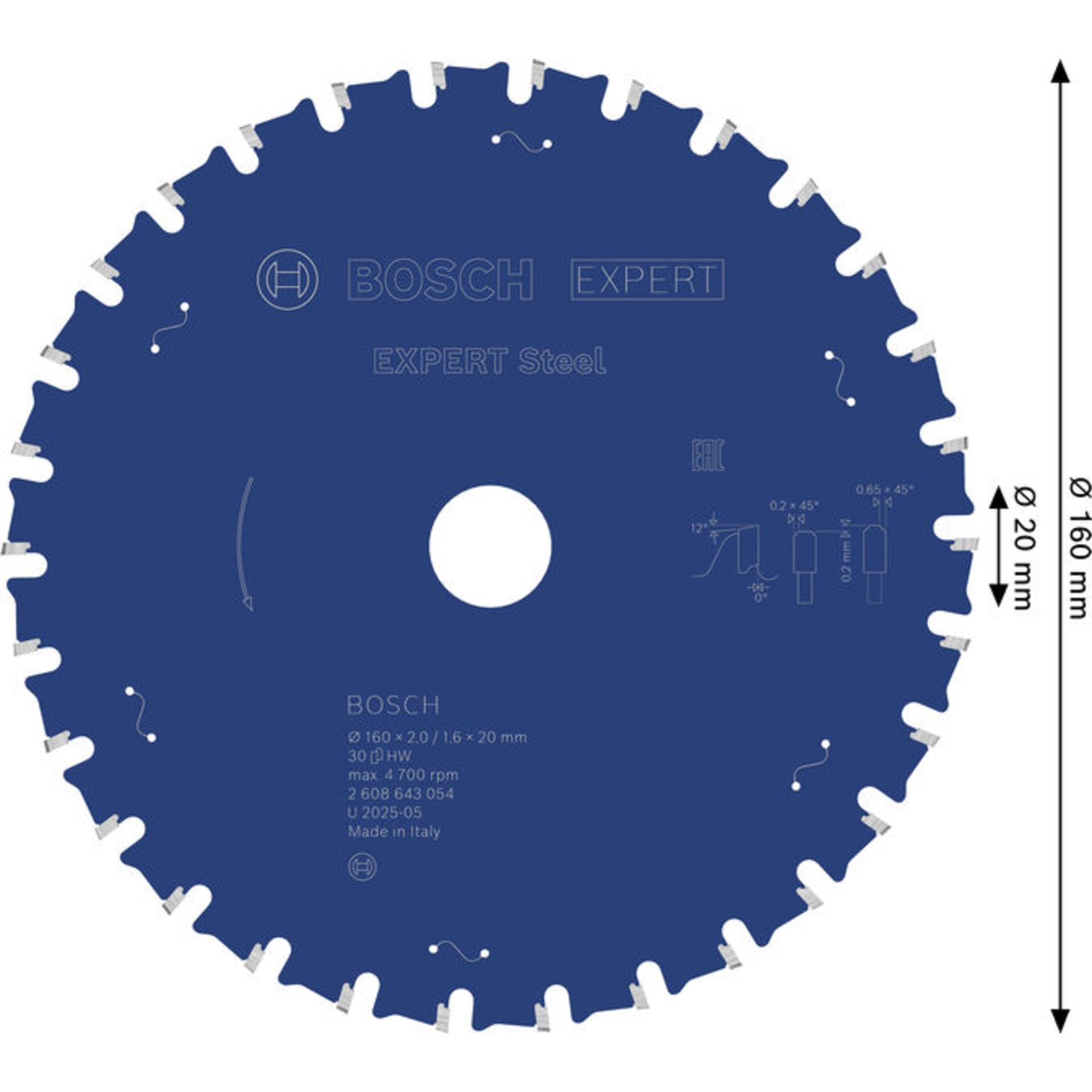 EXPERT Steel Kreissägeblatt, 160 x 2/1,6 x 20 mm, Z30