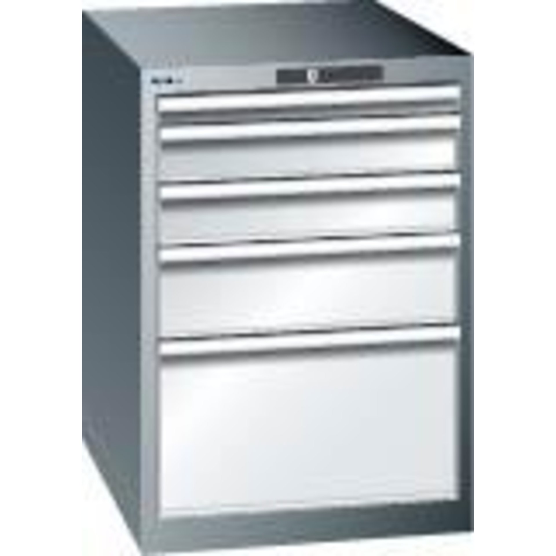 Schubladenschrank 27x36E B564xT725xH850mm RAL 7035 5 Schubladen 75kg