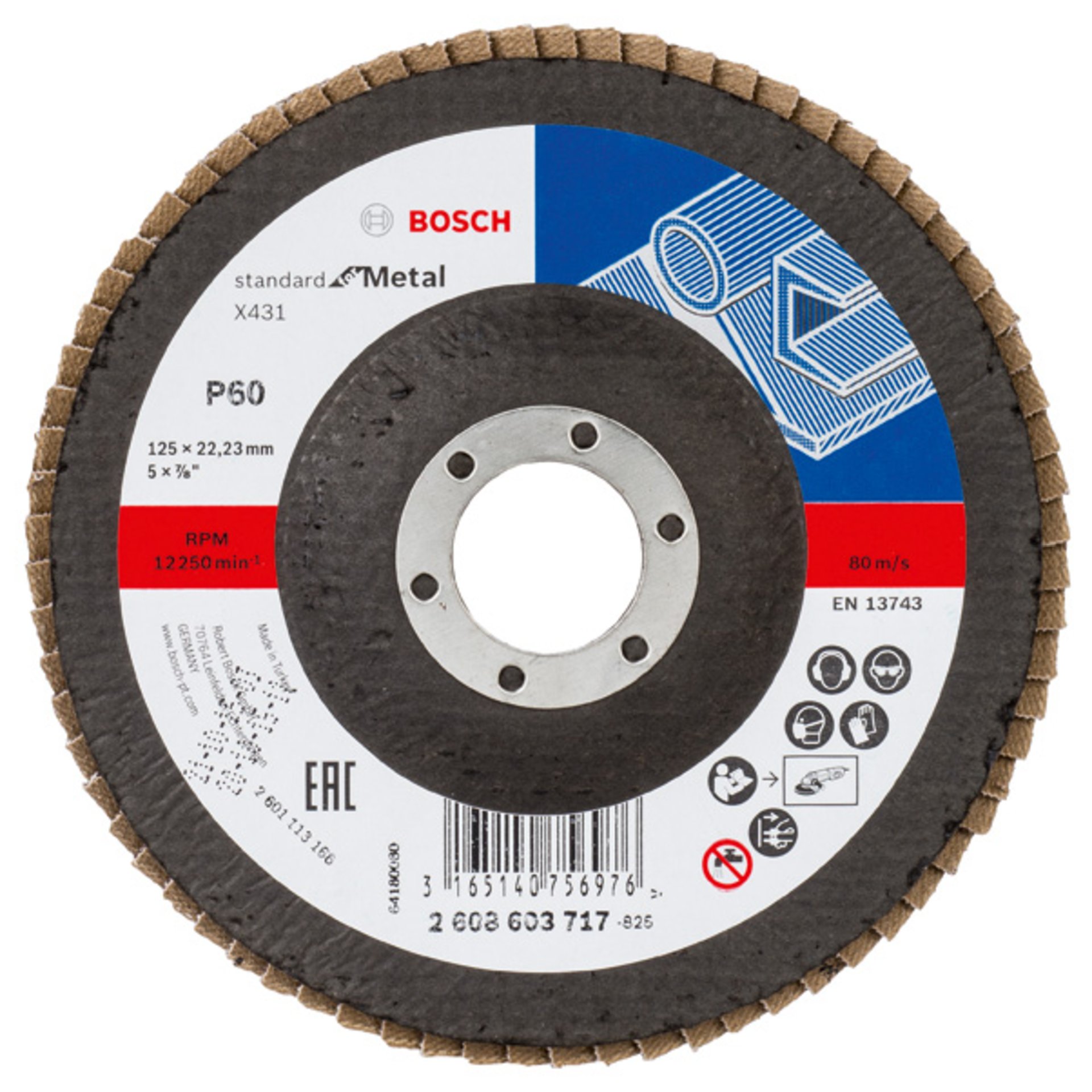 Fächerschleifscheibe X431 Standard for Metal, gerade, 125 mm, 60, Glasgewebe