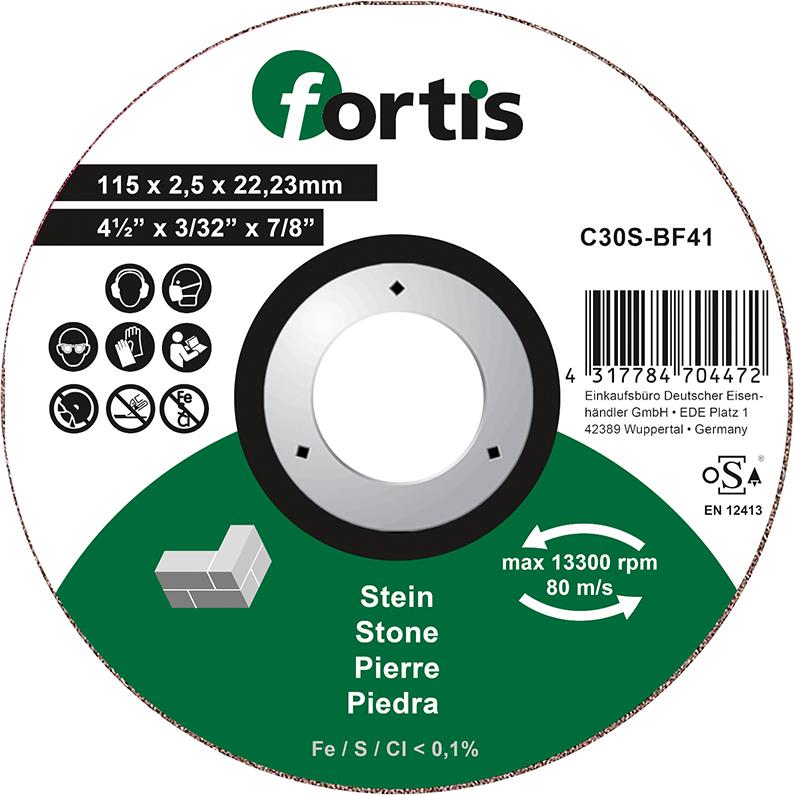 Fortis Trennscheibe  Stein115 x 2,5mm gerade