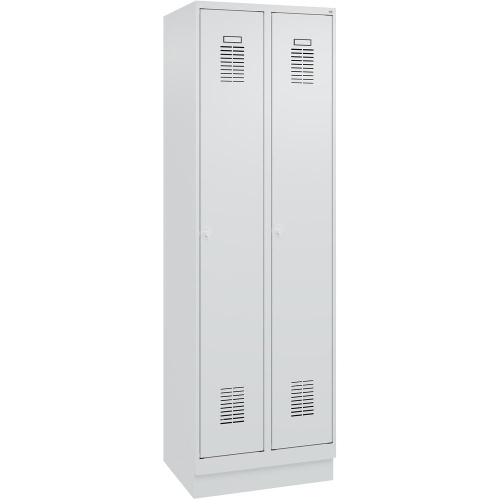 FORMAT Garderobenschrank B600xT500xH1950 mm RAL 7035/7035, 2 Abteile u. Sockel (Selbstmontage)