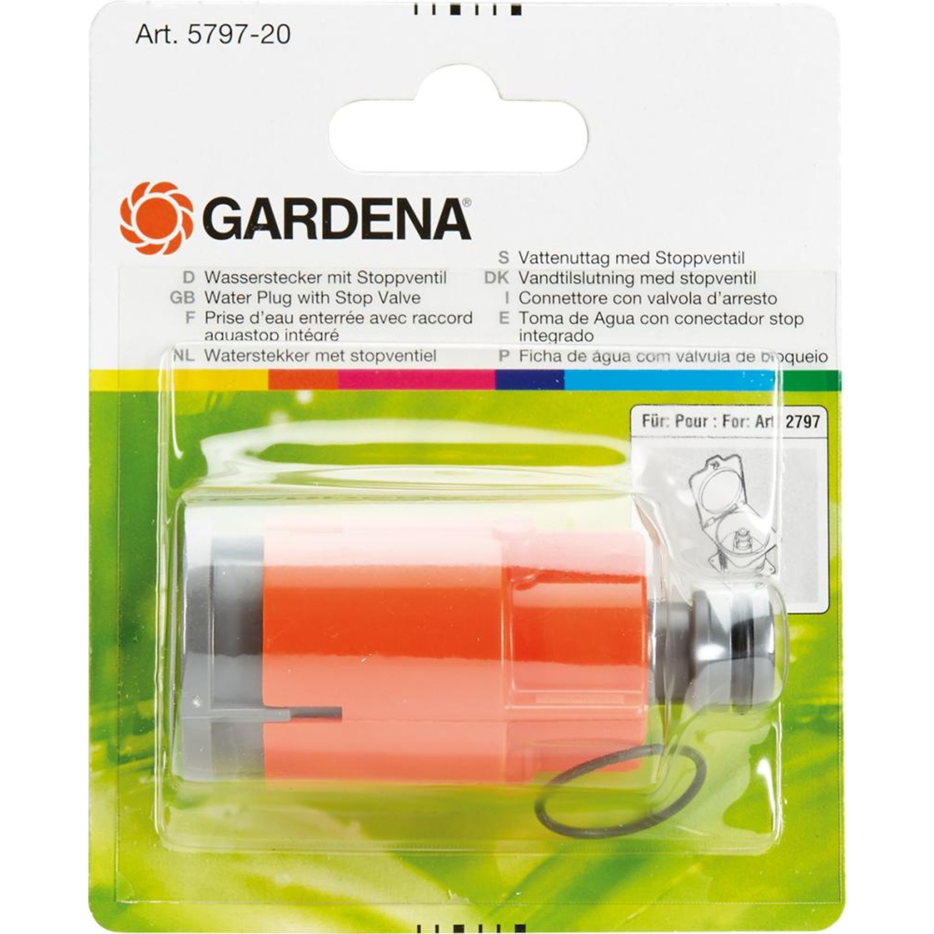 Cleansystem Wassersteckermit Stoppventil, 5797 Gardena