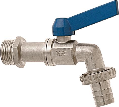 GEKA Messing Kugelauslaufhahn, MS vern., Griff blau, 3/4"