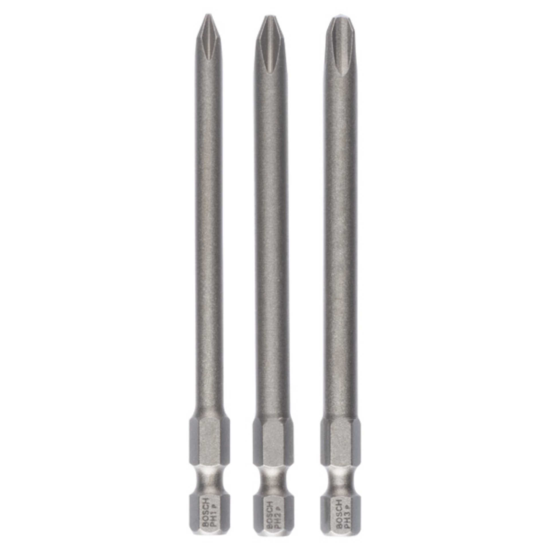 Schrauberbit-Set Extra-Hart, 3-teilig, PH1, PH2, PH3, 89 mm