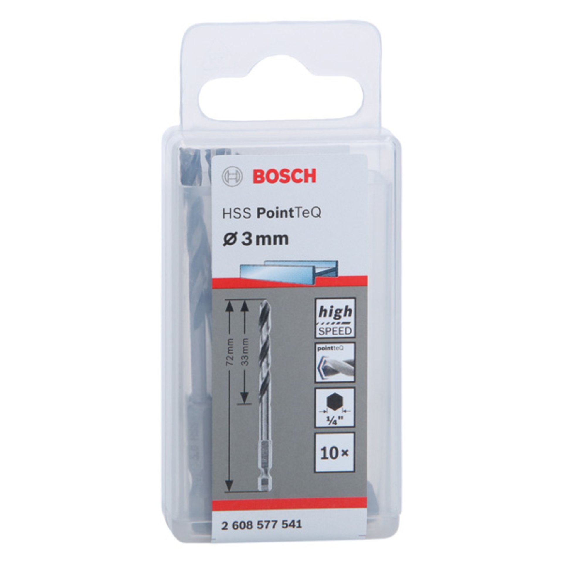 HSS PointTeQ Sechskantbohrer 3 mm, 10er-Pack