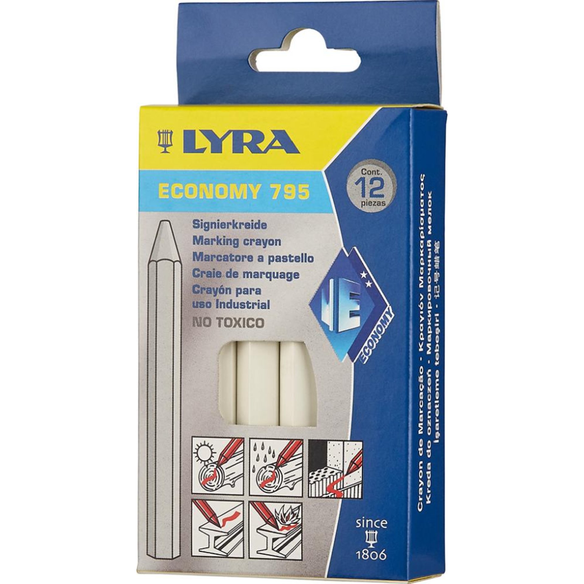 Signierkreide sechseckig Nr.795 weiß a12Stück Lyra