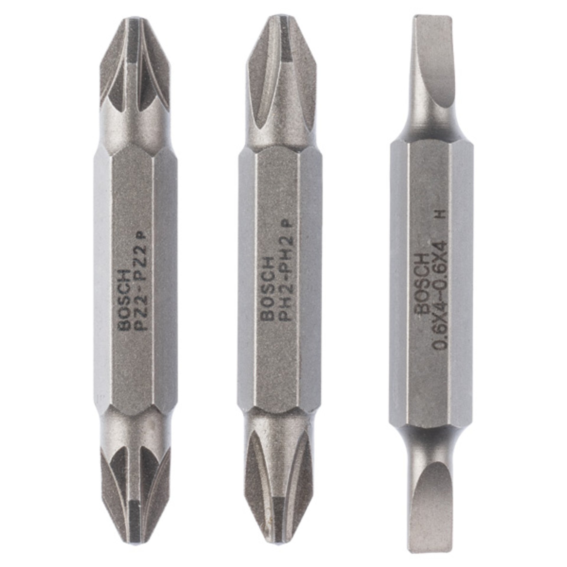 Doppelklingenbit-Set, 3-teilig, S0,6x4,0, S0,6x4,0, PH2, PH2, PZ2, PZ2, 45 mm