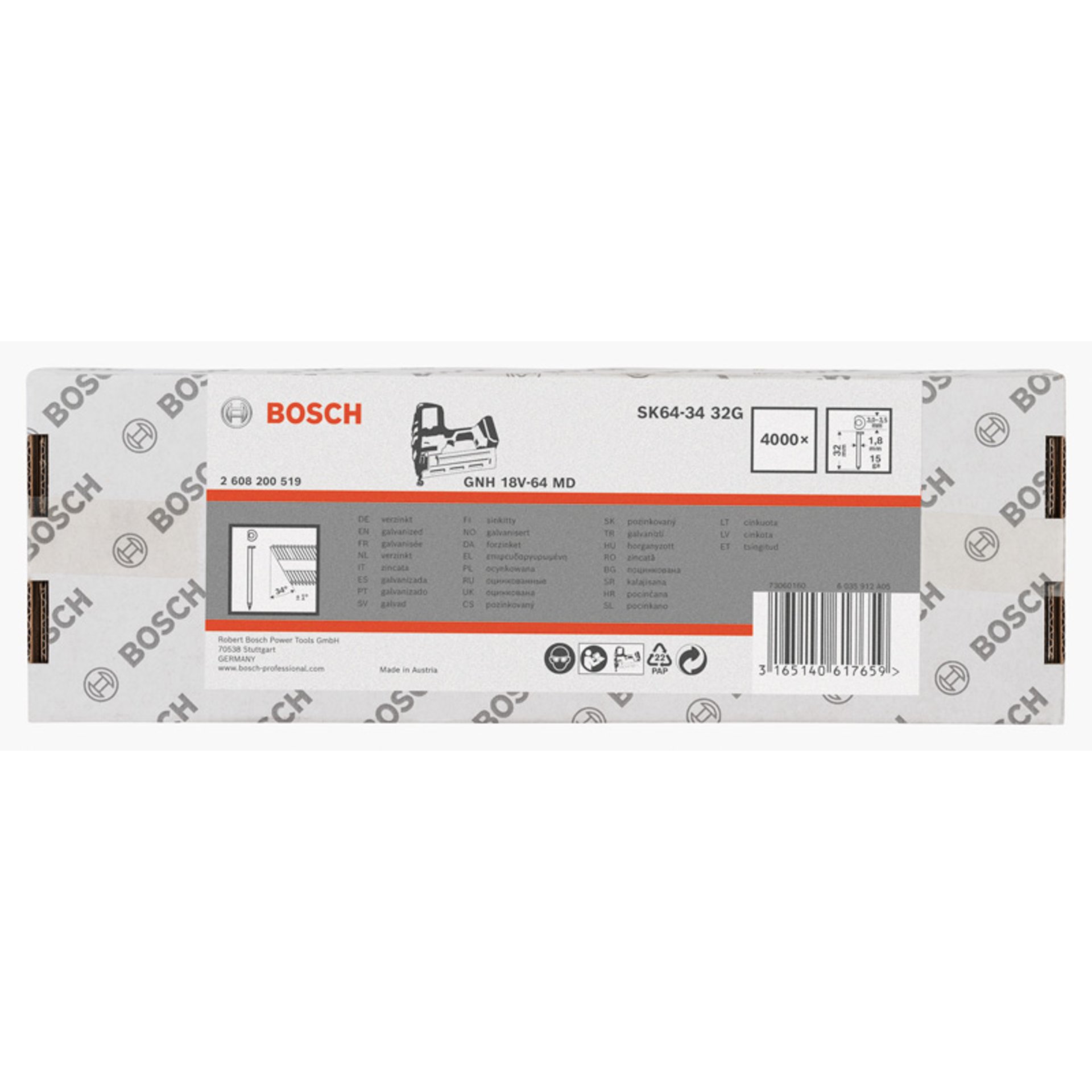 DA Senkkopf-Stift SK64-34 32G, 1,8mm, 32 mm, verzinkt, 4000er-Pack