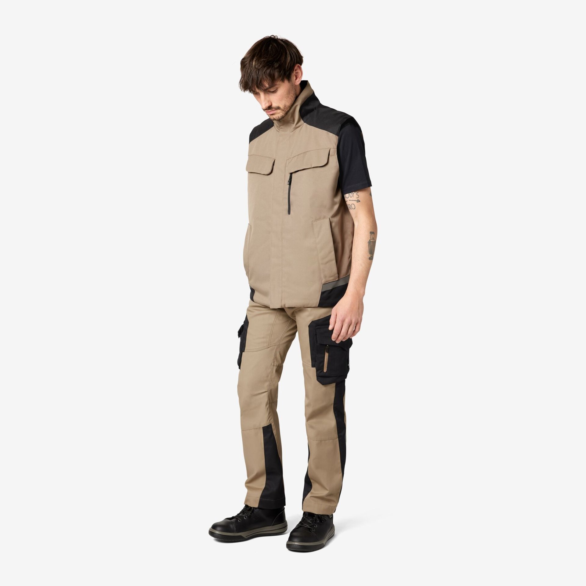 HAUKE Arbeitsweste beige-schwarz XS
