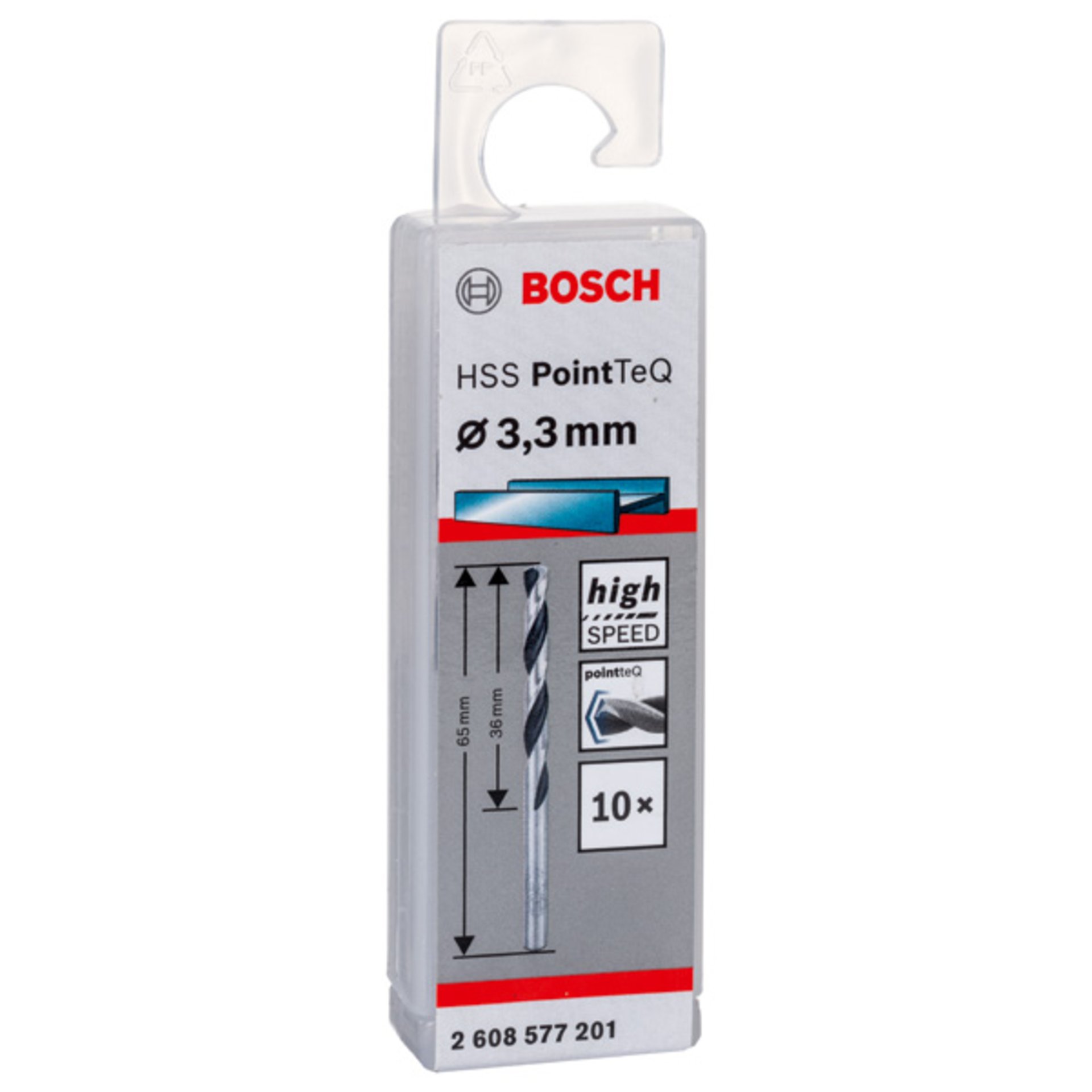 Metallspiralbohrer HSS PointTeQ, DIN 338, 3,3 mm, 10er-Pack