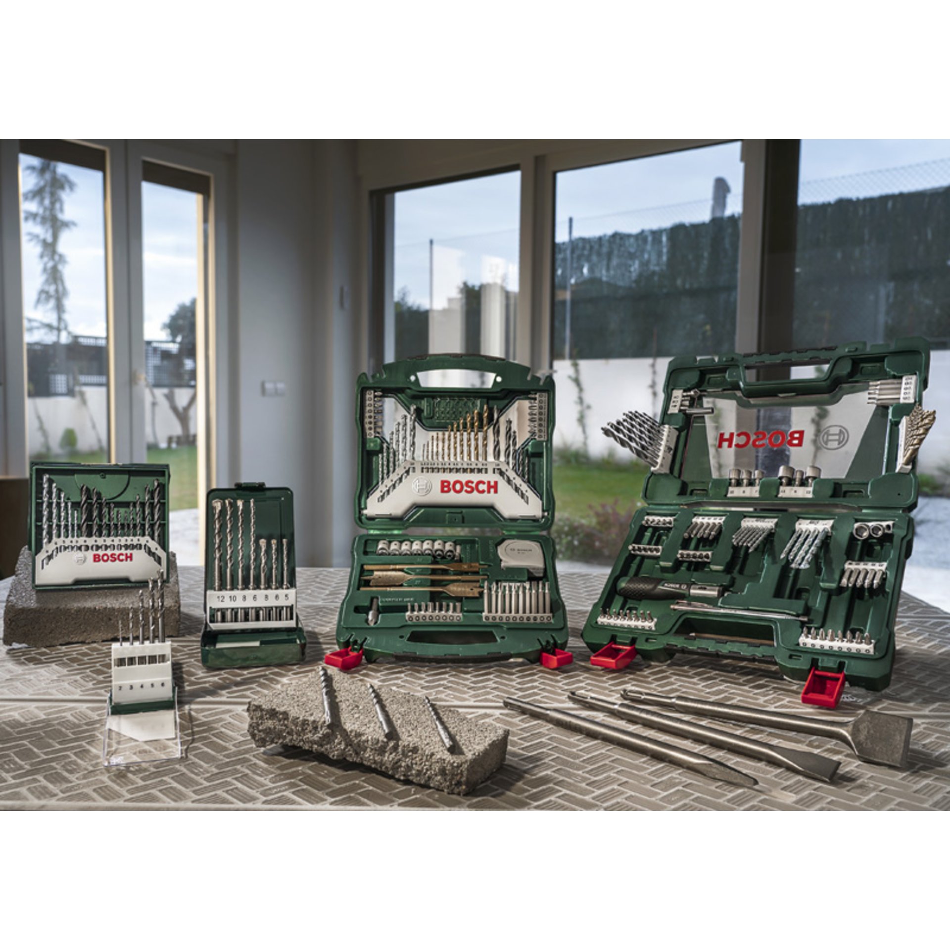V-Line TiN-Bohrer- und Bit-Set, 91-teilig, Ratschen-Schraubendreher, Magnetstab