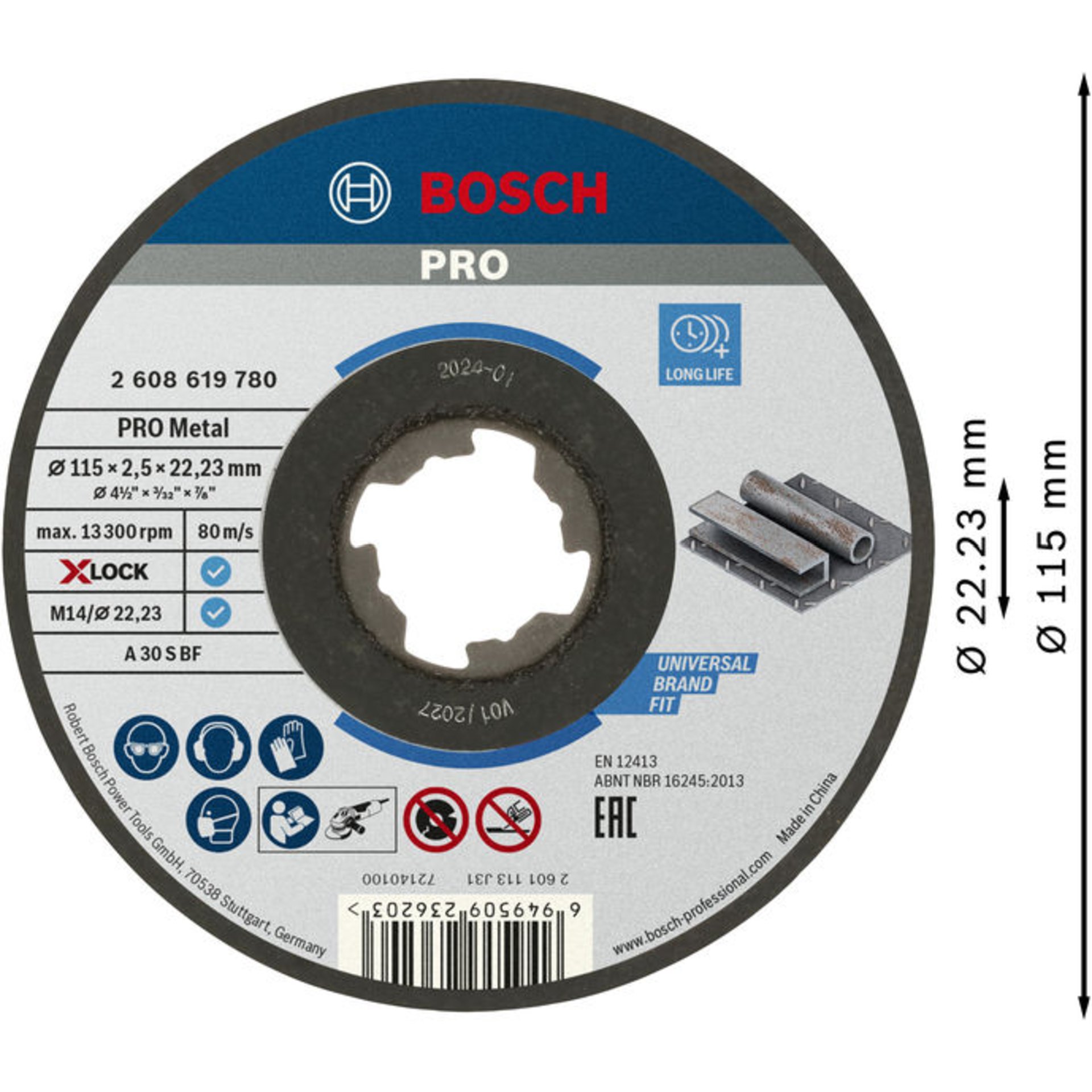PRO Metal X-Lock Trennscheibe, 115 x 2.5 x 22.23 mm, gerade
