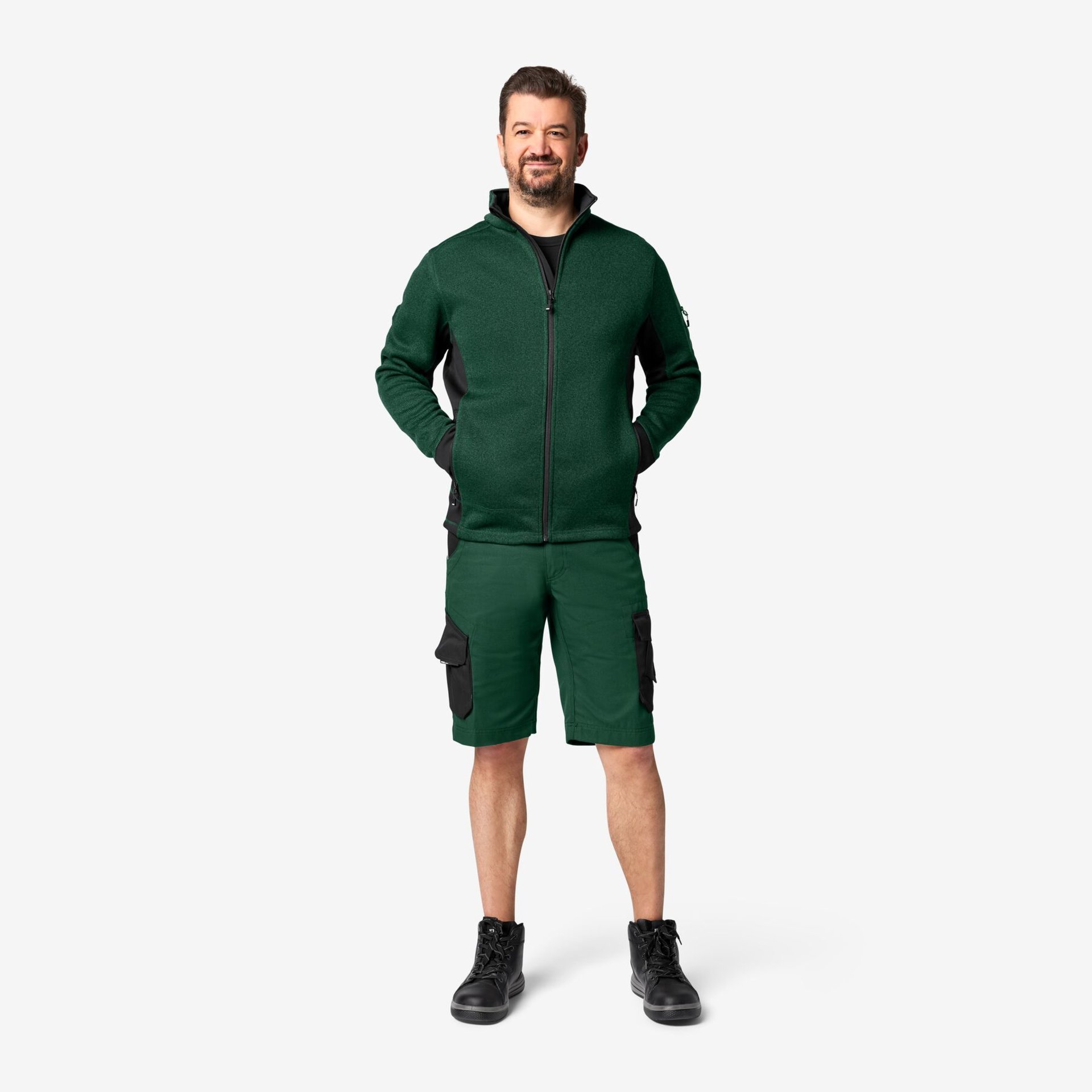 THEO Bermuda kurze Arbeitshose grün-schwarz Gr. 62