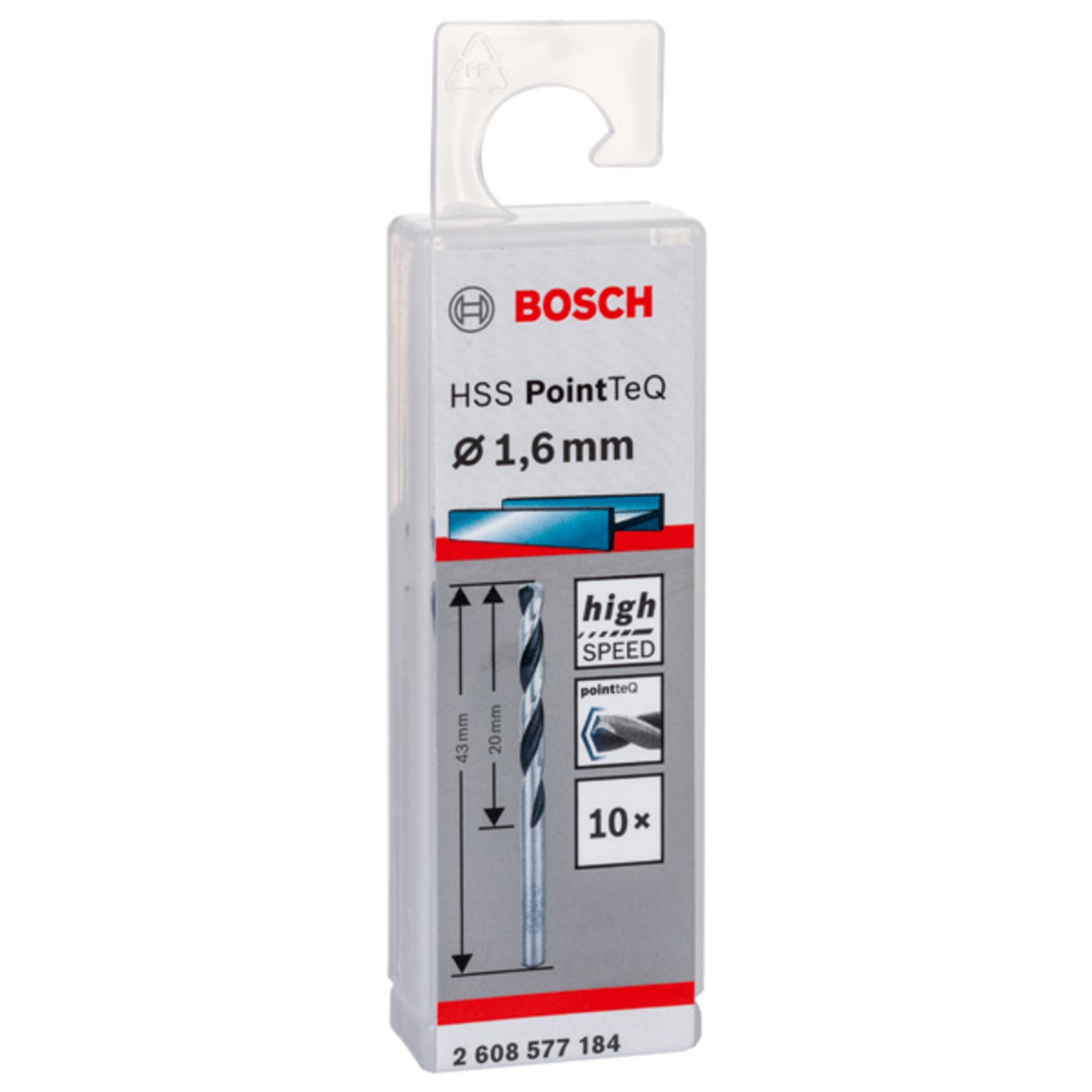 Metallspiralbohrer HSS PointTeQ, DIN 338, 1,6 mm, 10er-Pack