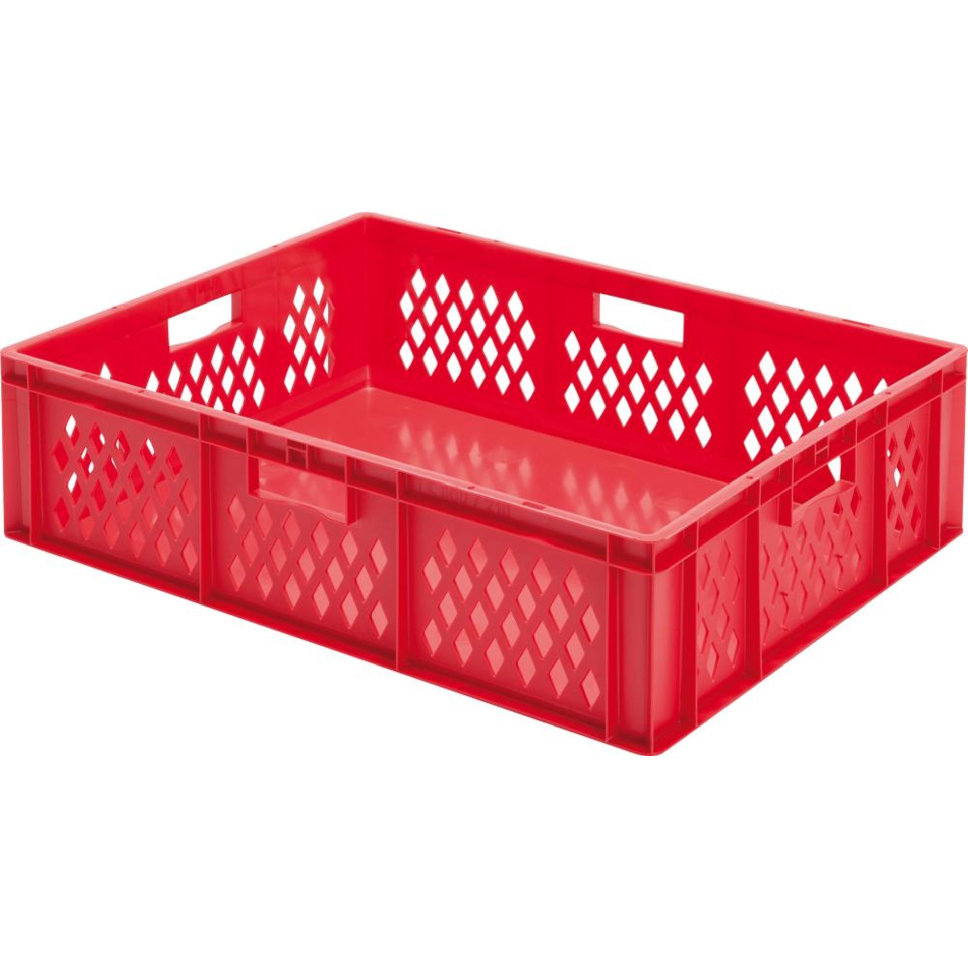Transport-Stapelkasten B800xT600xH210 mm rot, Wände durchbrochen mit Griffloch LA-KA-PE