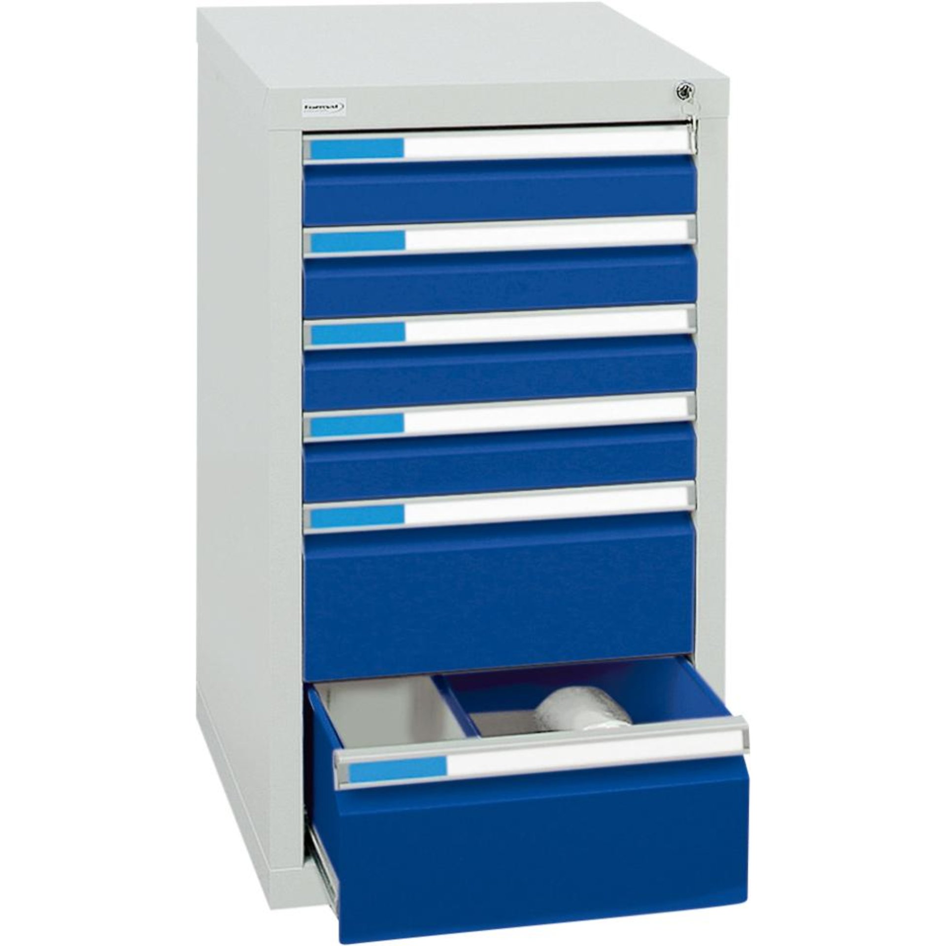 Format Schubladenschrank B500xT500xH900mm RAL 7035/5010 6 Schubladen 75kg