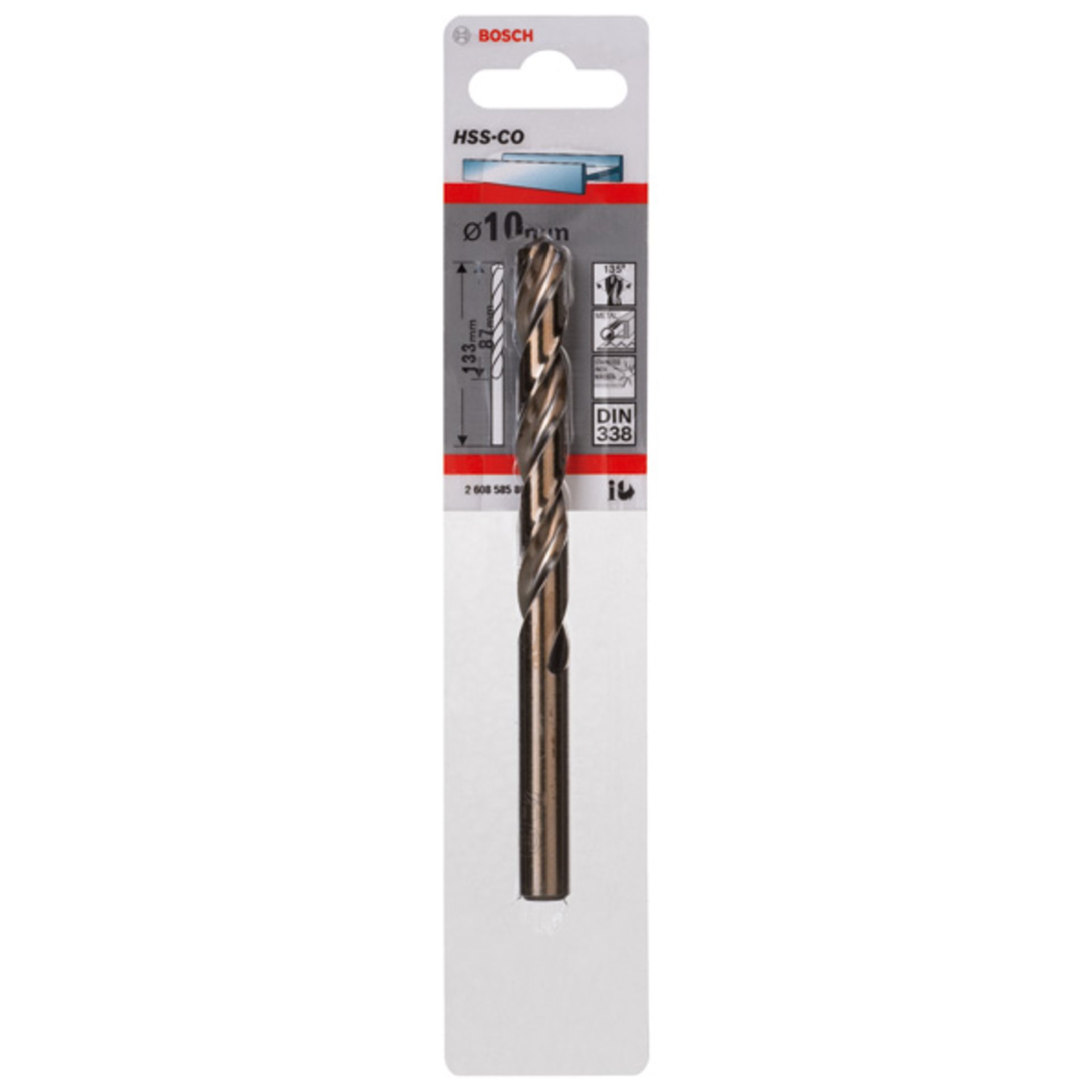 Metallbohrer HSS-Co, DIN 338, 10 x 87 x 133 mm, 1er-Pack
