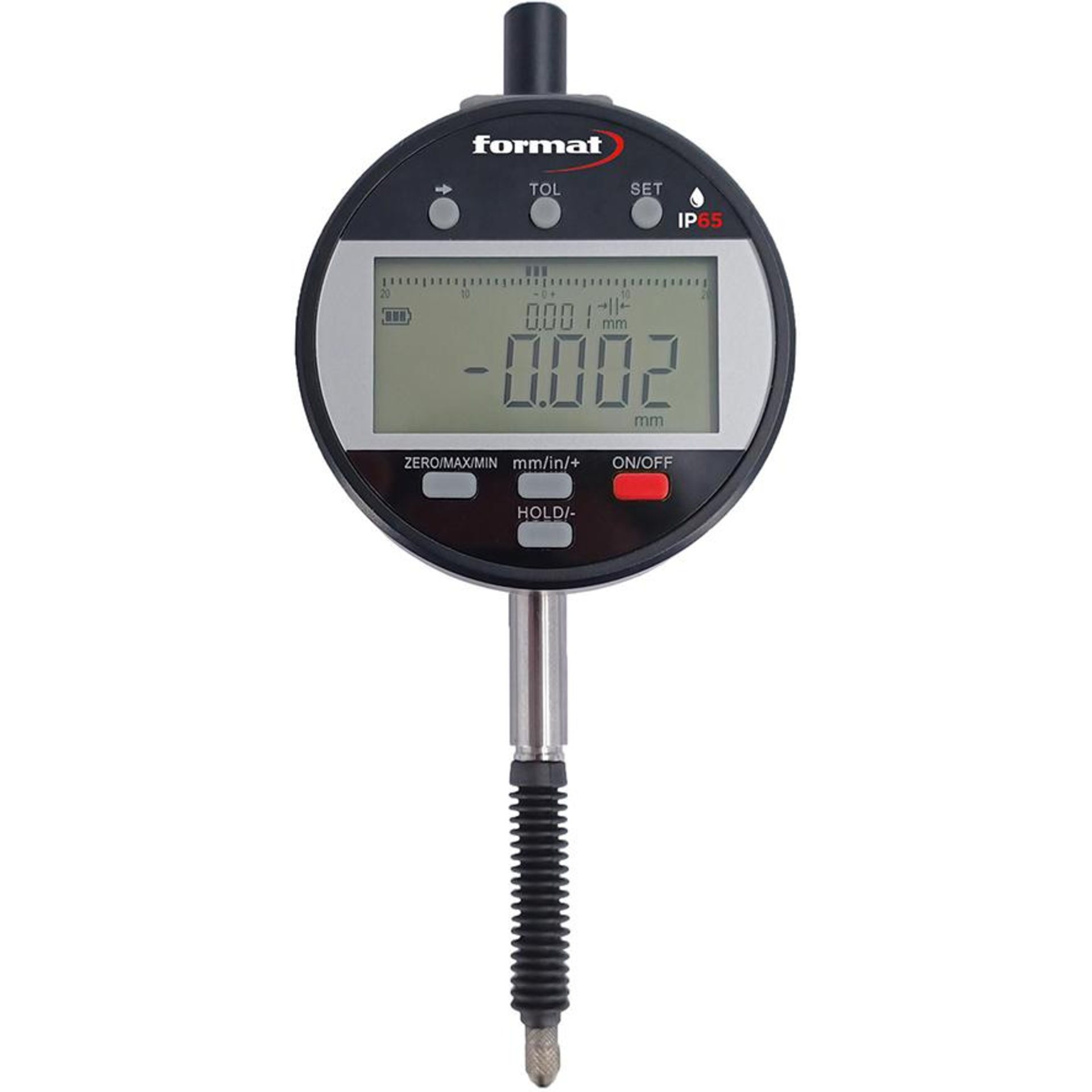 Digitale Messuhr IP65 12,5/0,01mm Akku m.D. FORMAT