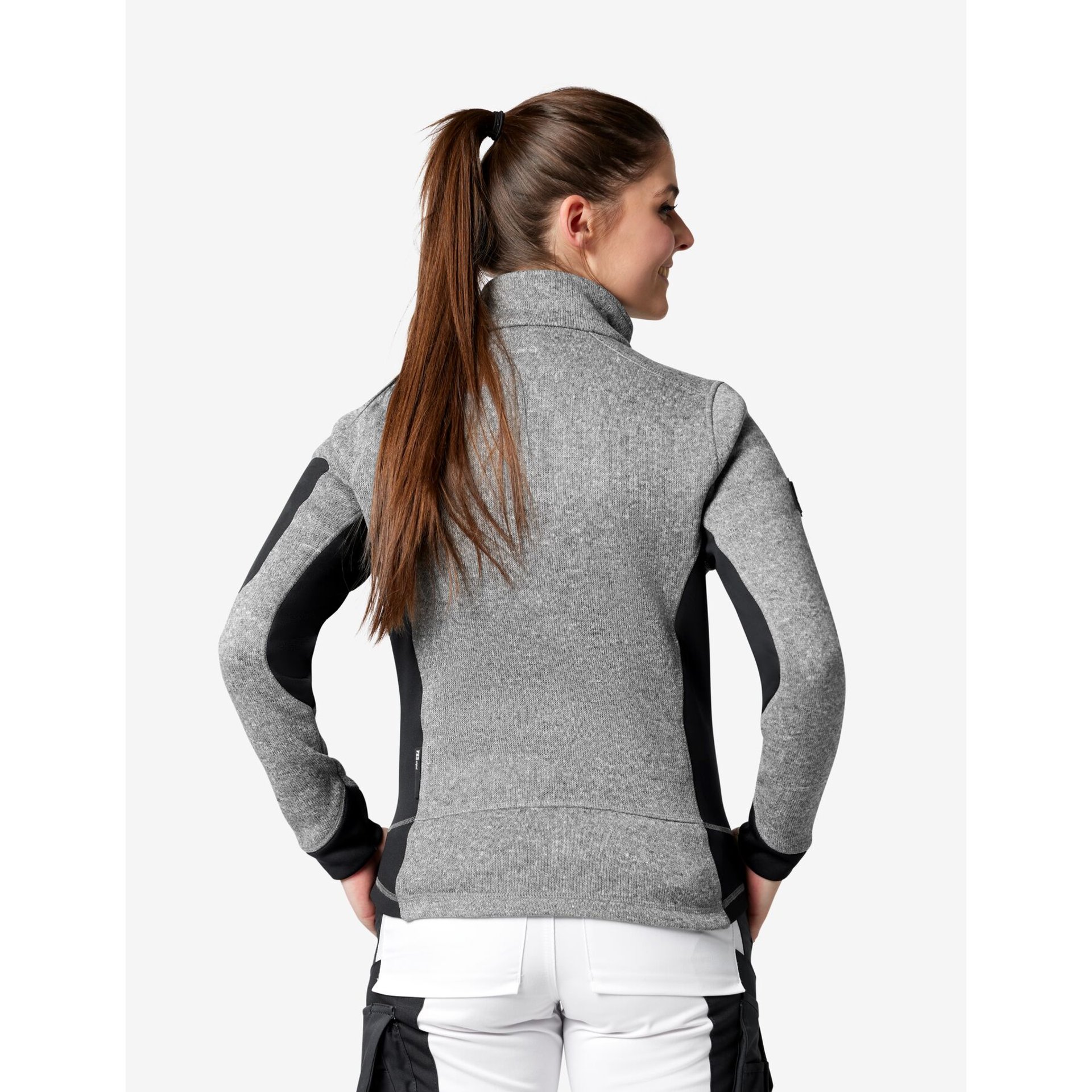MARIEKE Strick-Fleece-Jacke Damen grau-schwarz XL