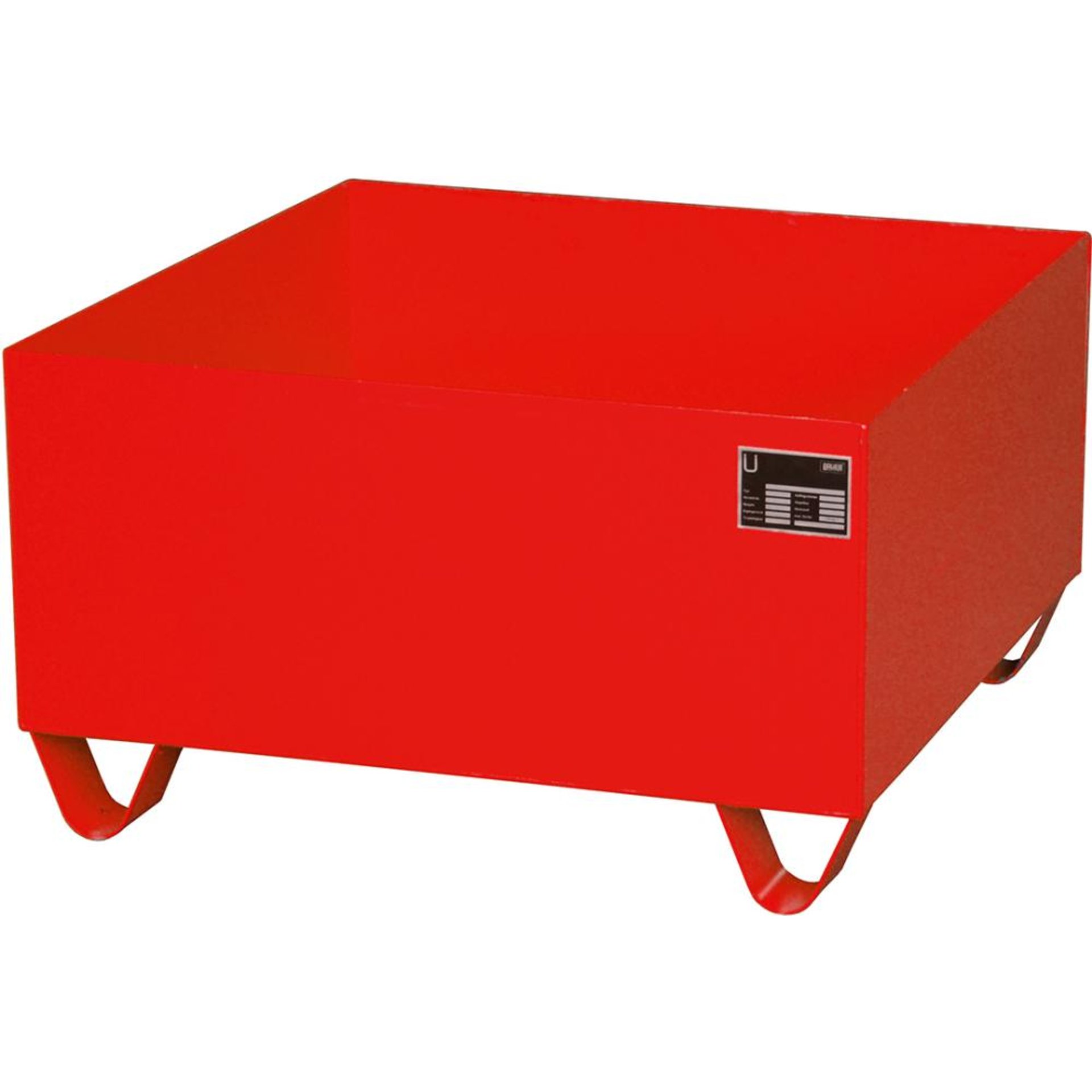 Auffangwanne mit geraden Wänden ohne Gitterrost, 210 ltr.800x800x460mm, RAL3000