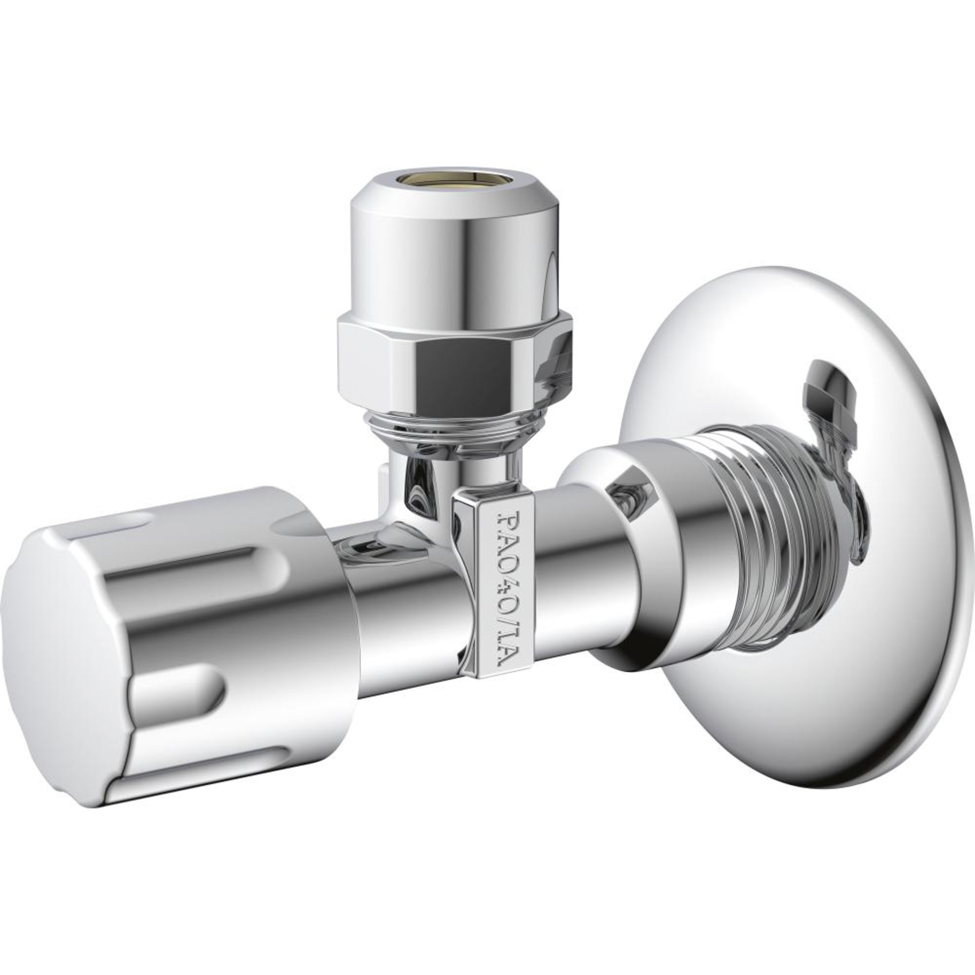 Eckventil, 3/8"AG x 3/8"AG x 10 mmQ, mit Schubrosette