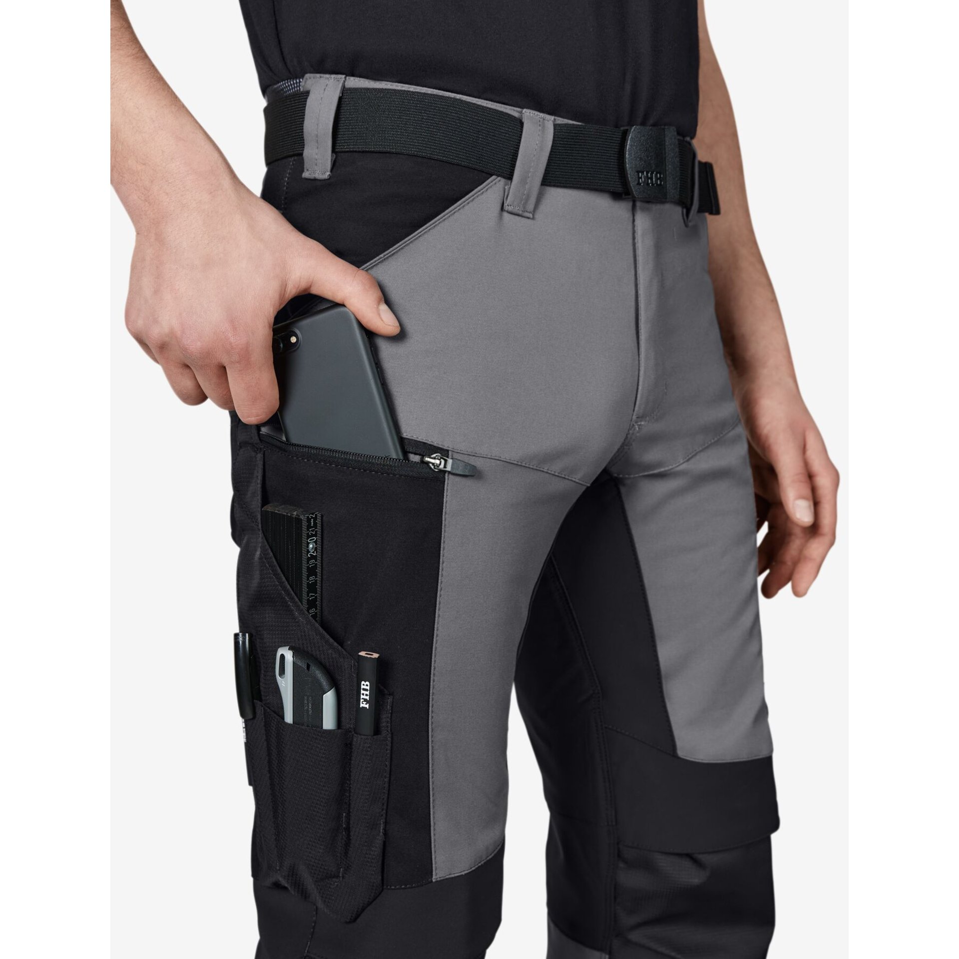 LEO Arbeitshose elastisch grau-schwarz 110