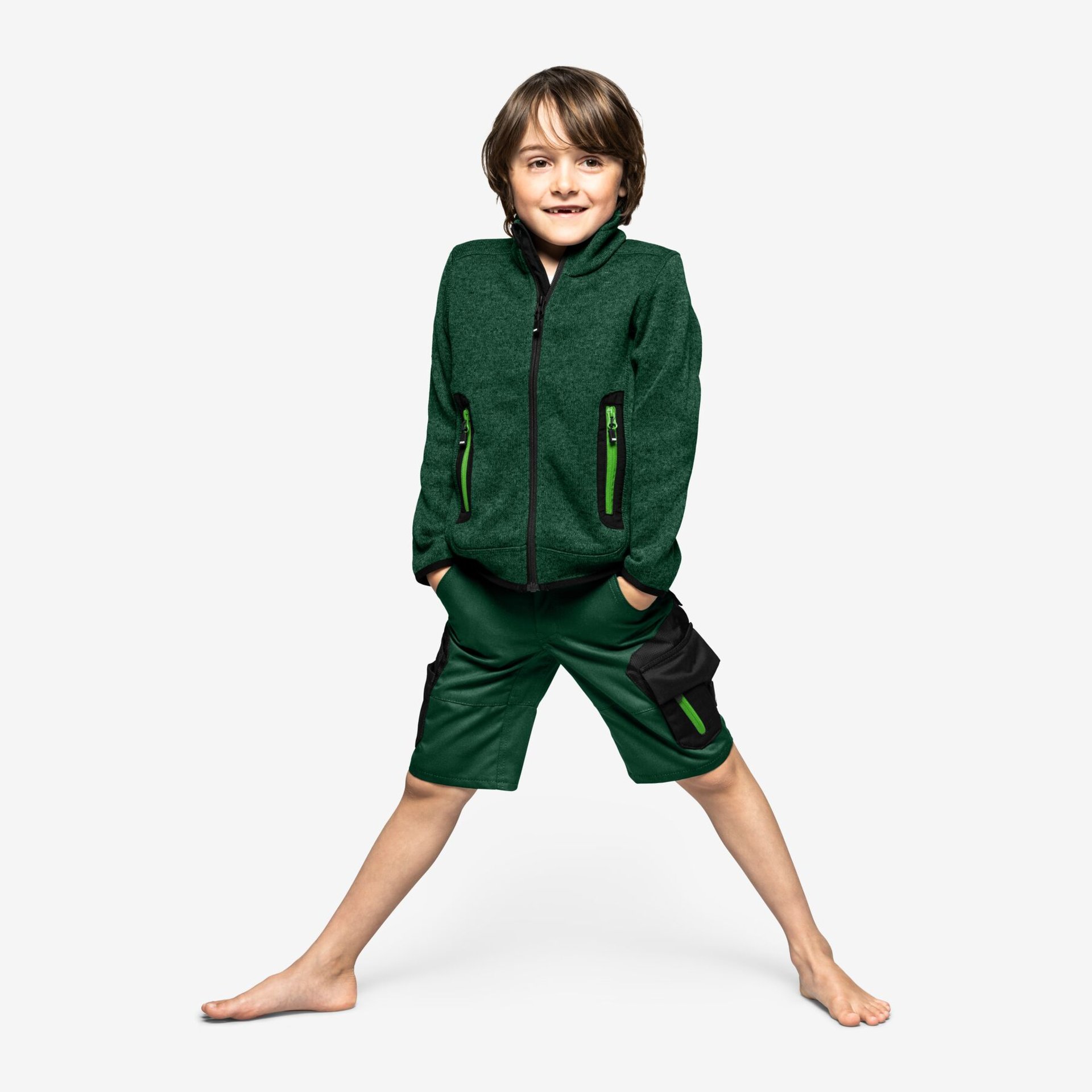 CHARLY Bermuda Kinder grün-schwarz 98/104