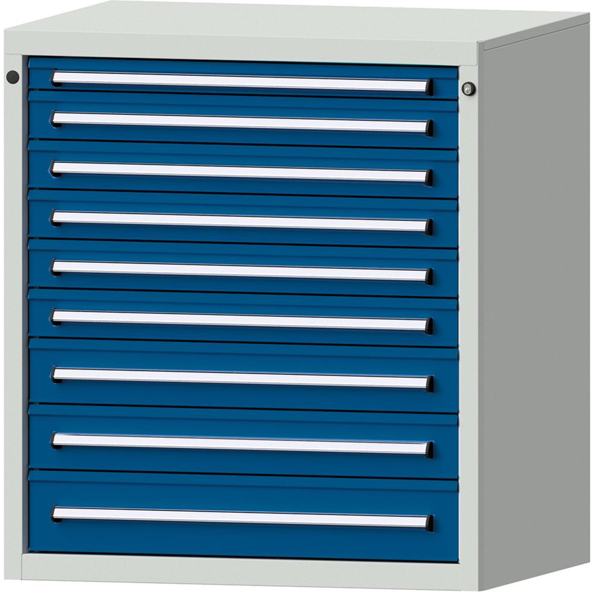 Format Schubladenschrank B910xT700xH1000mm RAL7035/5010 9 Schubladen 75kg