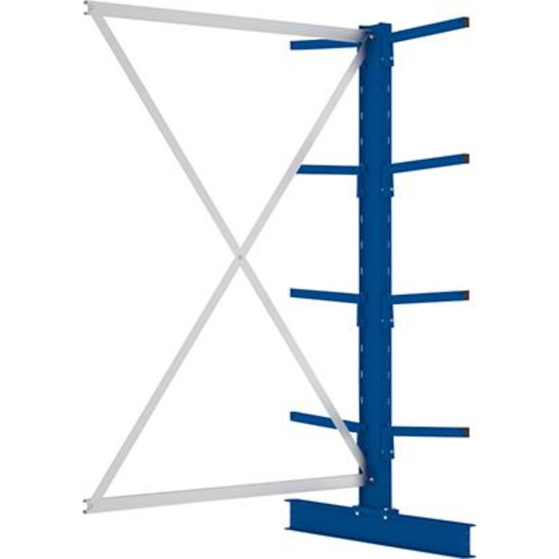 Kragarmregal L Anbaufeld B1330xT2x400xH2000 mm doppelseitig RAL 5010 2x4 Arme Traglast 220kg