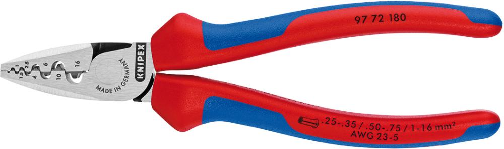 Knipex Aderendhülsenzange mit Mehrkomponenten-Griffen 180mm qmm Knipex Aderendhülsenzange mit Mehrkomponenten-Griffen 180mm qmm