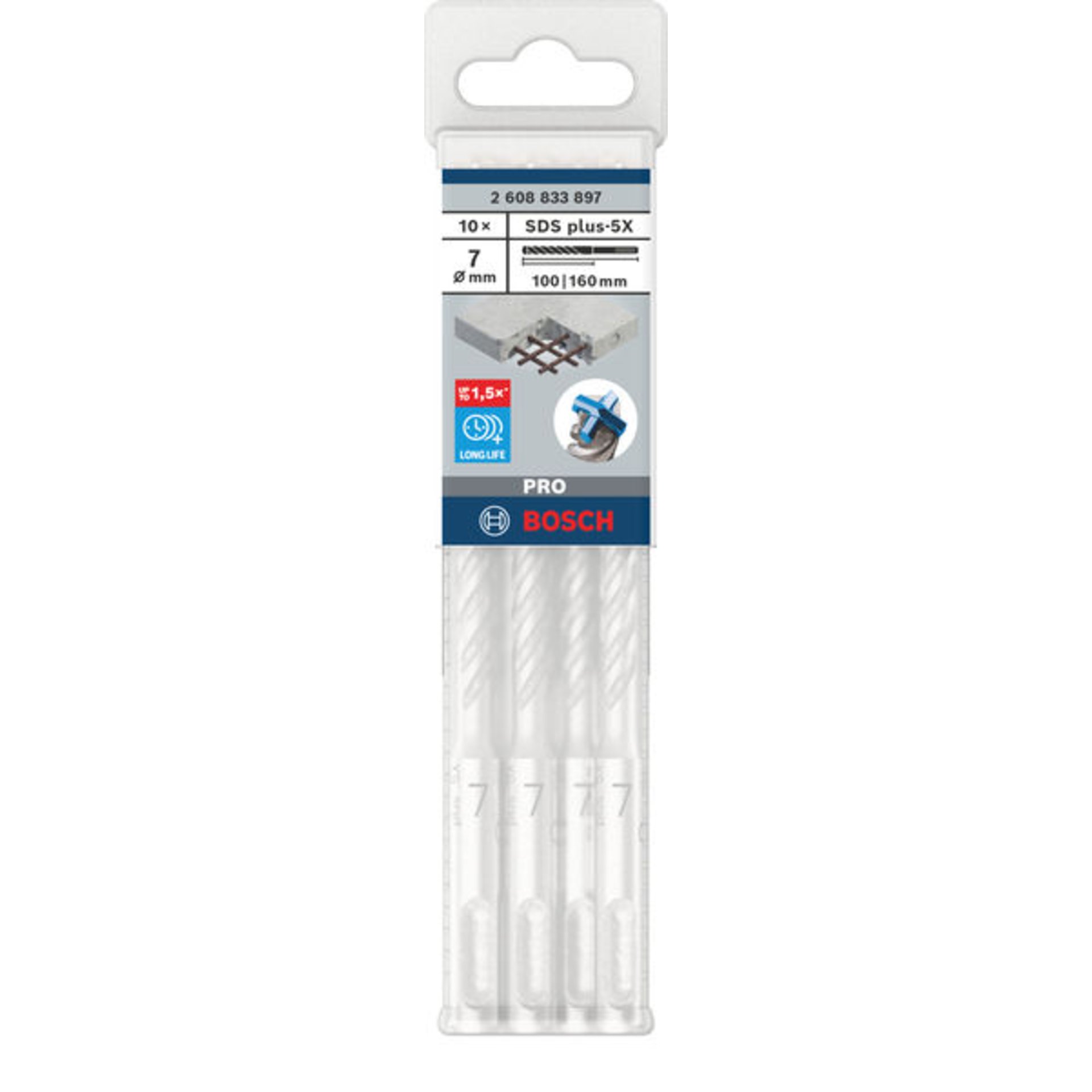 PRO SDS plus-5X Hammerbohrer, 7 x 100 x 160 mm, 10-tlg.