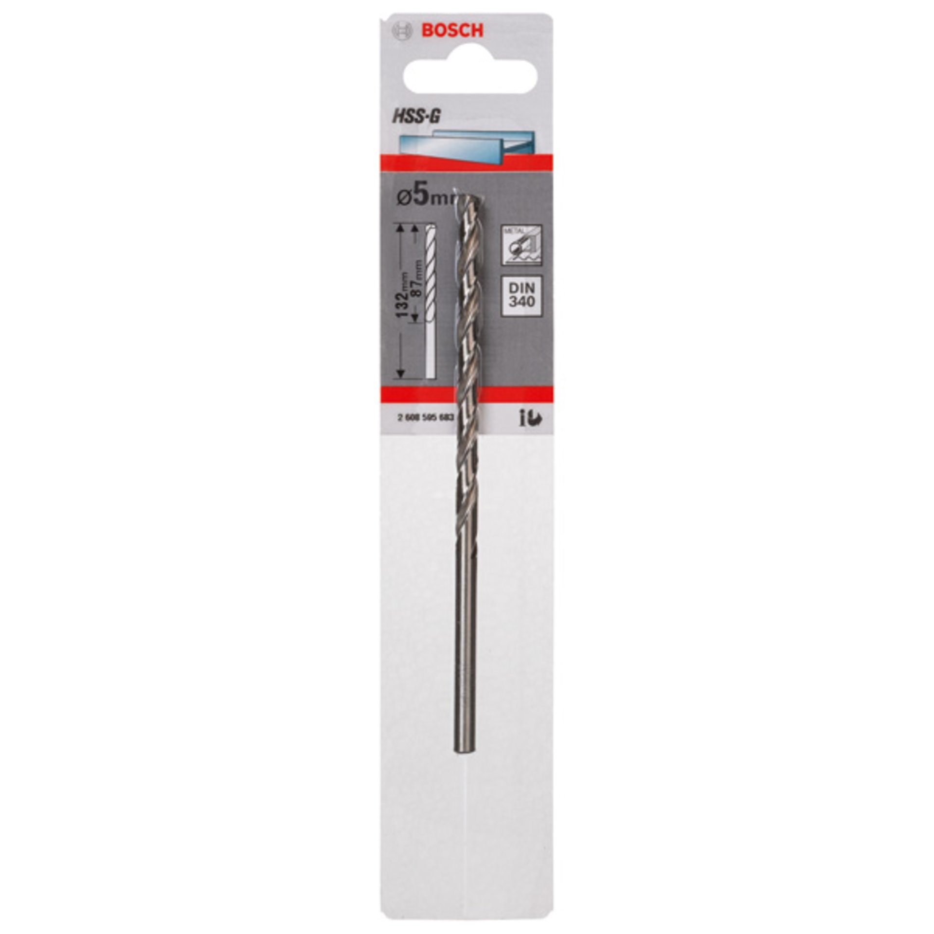 Metallbohrer HSS-G, DIN 340, 5 x 87 x 132 mm, 1er-Pack