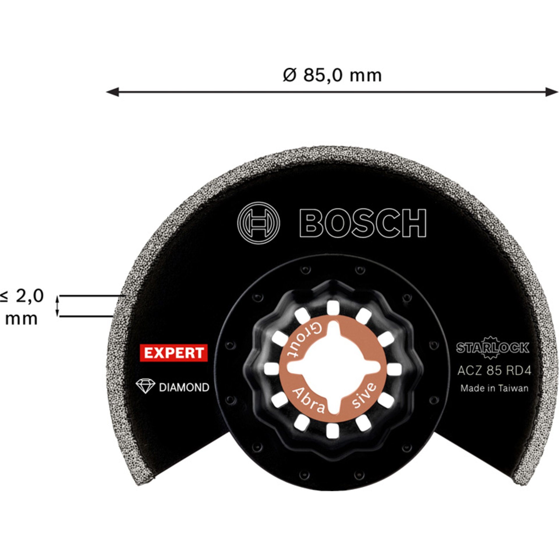 EXPERT Grout Segment Blade ACZ 85 RD4 Blatt für Multifunktionswerkzeuge, 85 mm