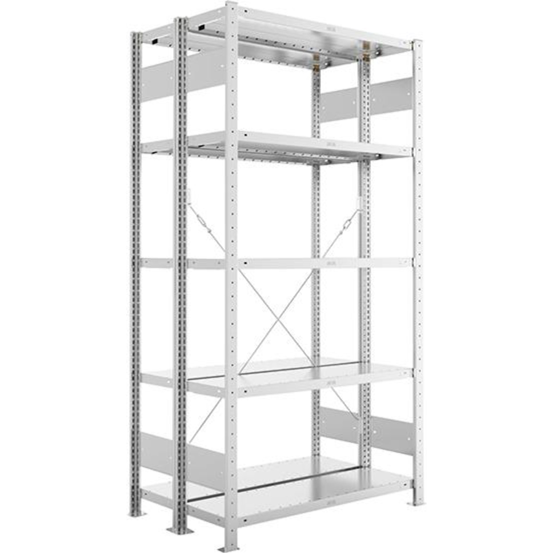 Steckregal META CLIP, Fachlast 230 kg, doppelseitig, verzinkt
