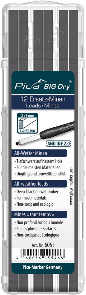 Pica Minen-Set für Zimmermanns-Bleistift BIG Dry ANILINE2.0 Graphit