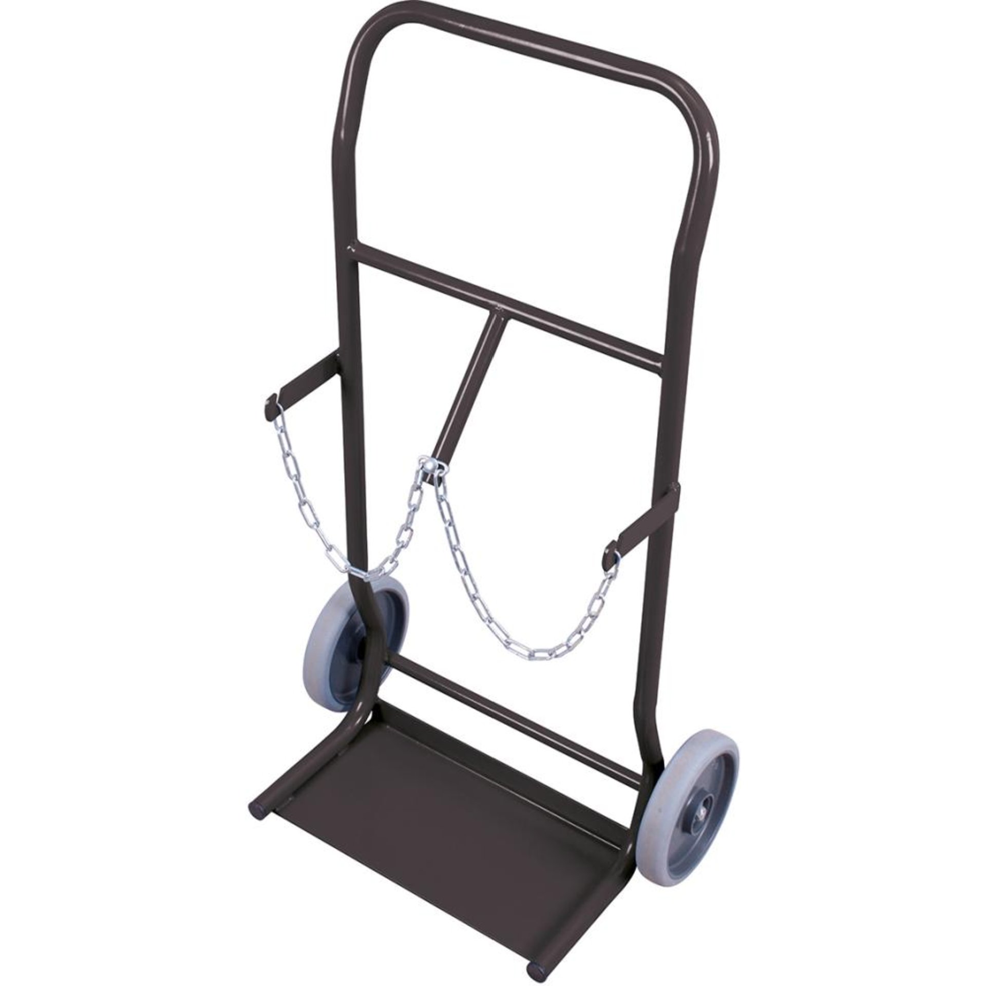 Stahlflaschenkarre B565xH1045 mm 2x10 ltr Vollgummibereifung Tragkraft 50 kg RAL 7016
