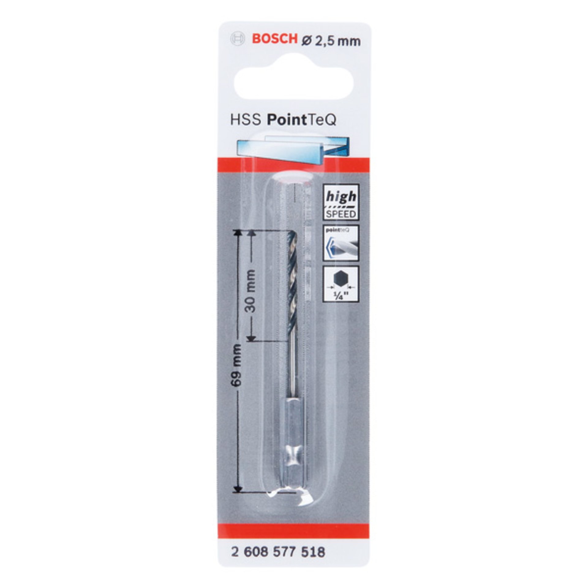 HSS PointTeQ Sechskantbohrer 2,5 mm