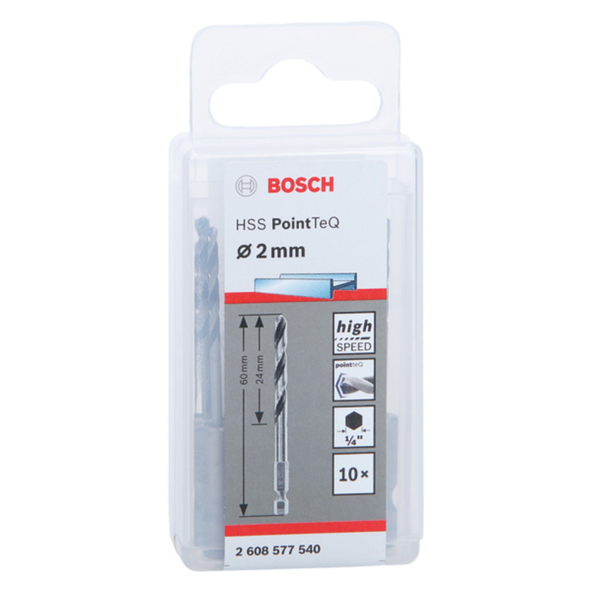 HSS PointTeQ Sechskantbohrer 2 mm, 10er-Pack