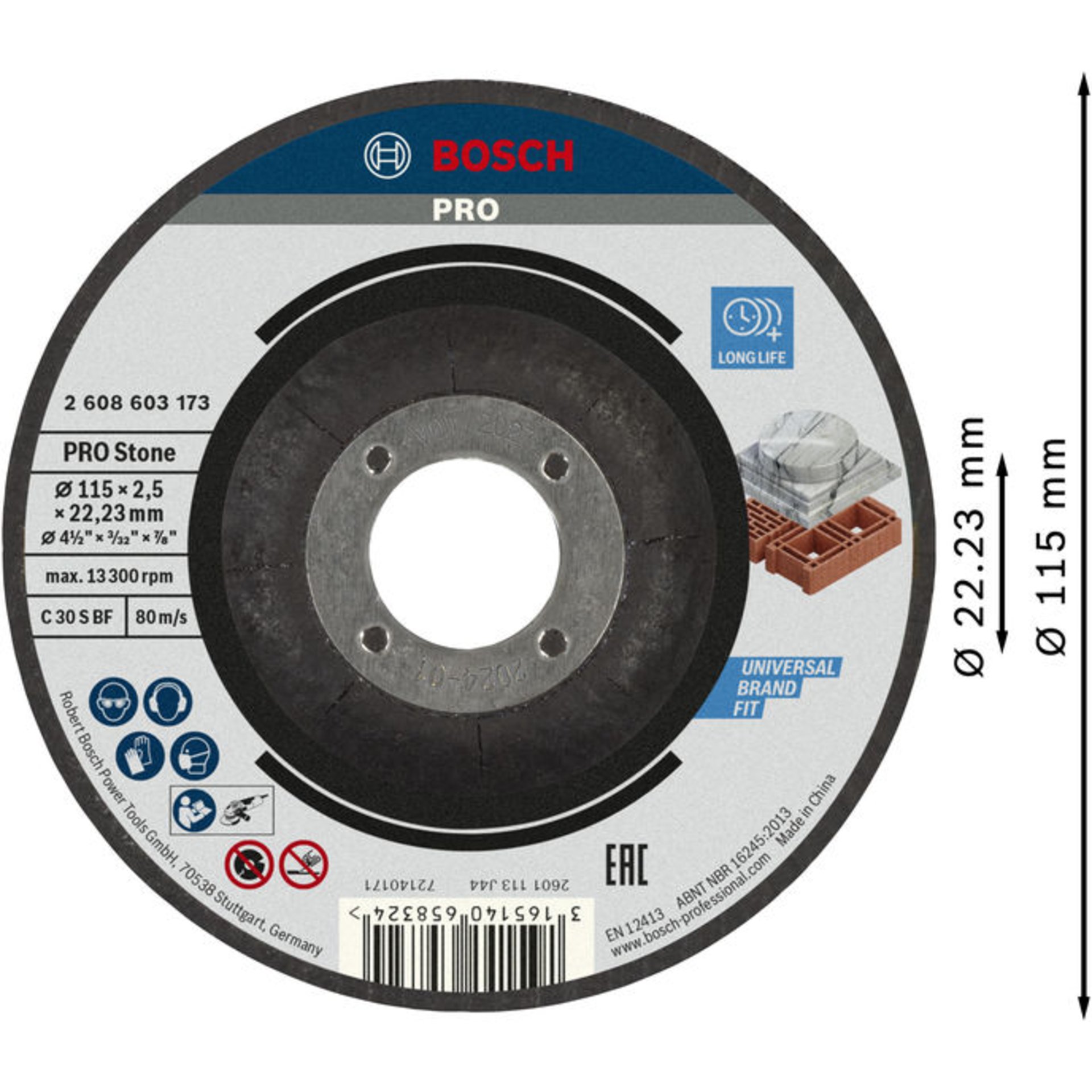 PRO Stone Trennscheibe, 115 x 2,5 x 22,23 mm