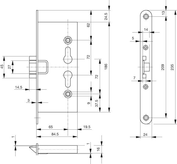 BKS FH-Einsteckschl., B-1125, PZ,D65,E72,VK9, 24 rd., DIN Links-Rechts, sta verzinkt