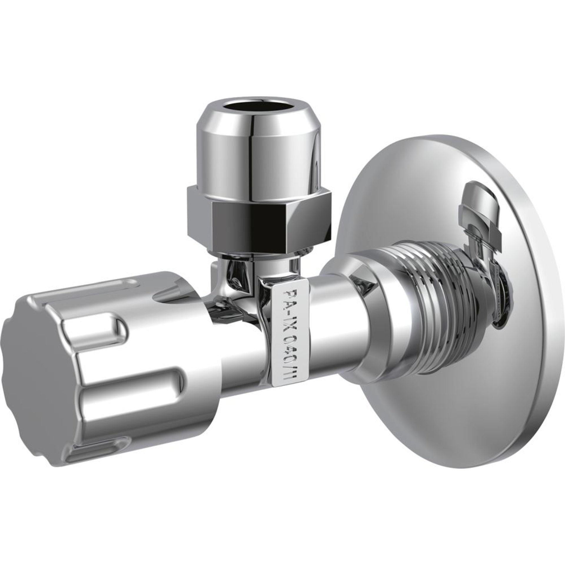 Eckventil, 1/2"AG x x 3/8"AG x 10 mmQ, mit Schubrosette selbstdichtend