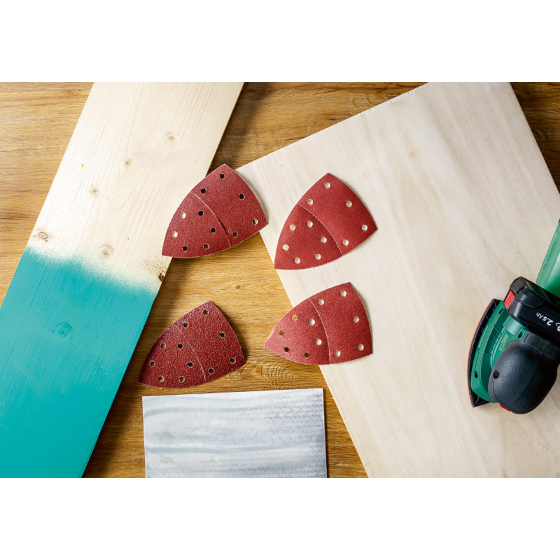 Schleifblatt-Set für Multischleifer, 25-teilig, 11 Löcher, 102 x 62 mm, 40 - 180